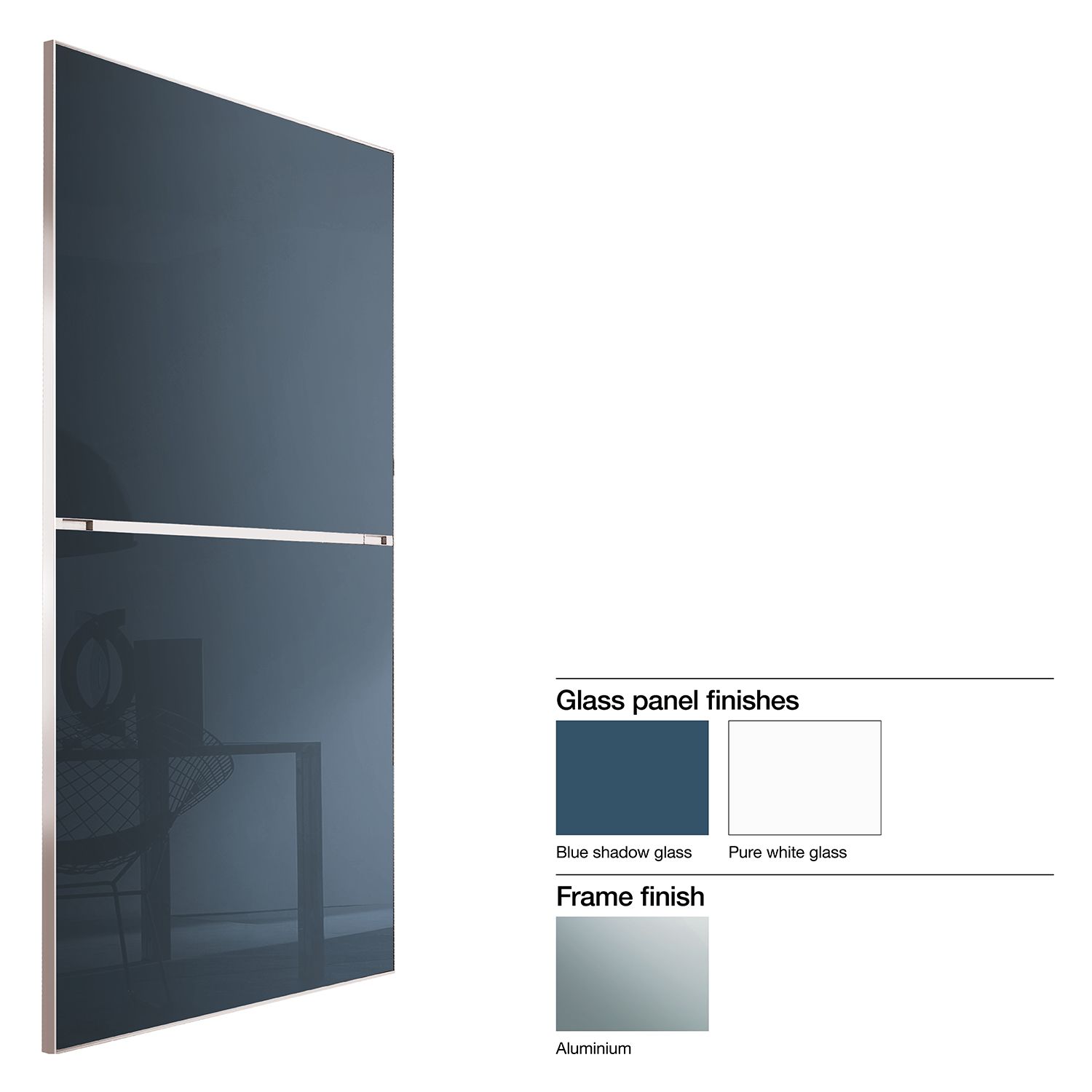 Made to Measure Minimalist 2 Panel Pure White & Blue Shadow Glass ...