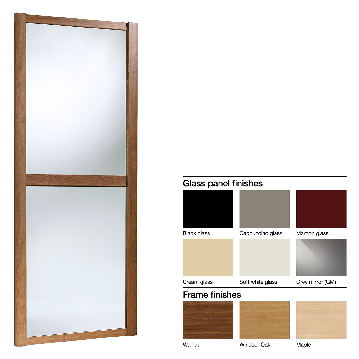Made To Measure Shaker 2 Panel Glass Sliding Wardrobe Door W