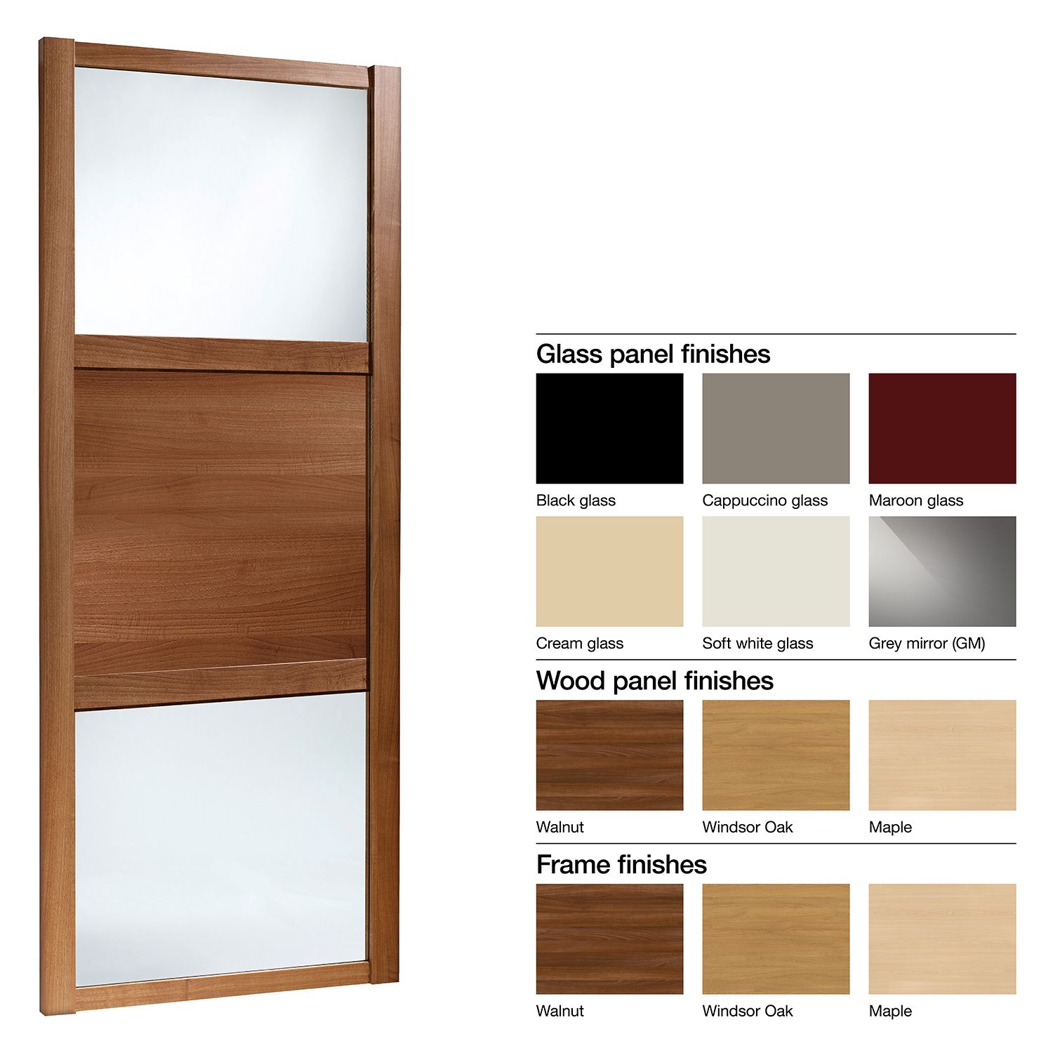 Made To Measure Shaker 3 Panel Glass Wood Effect Sliding