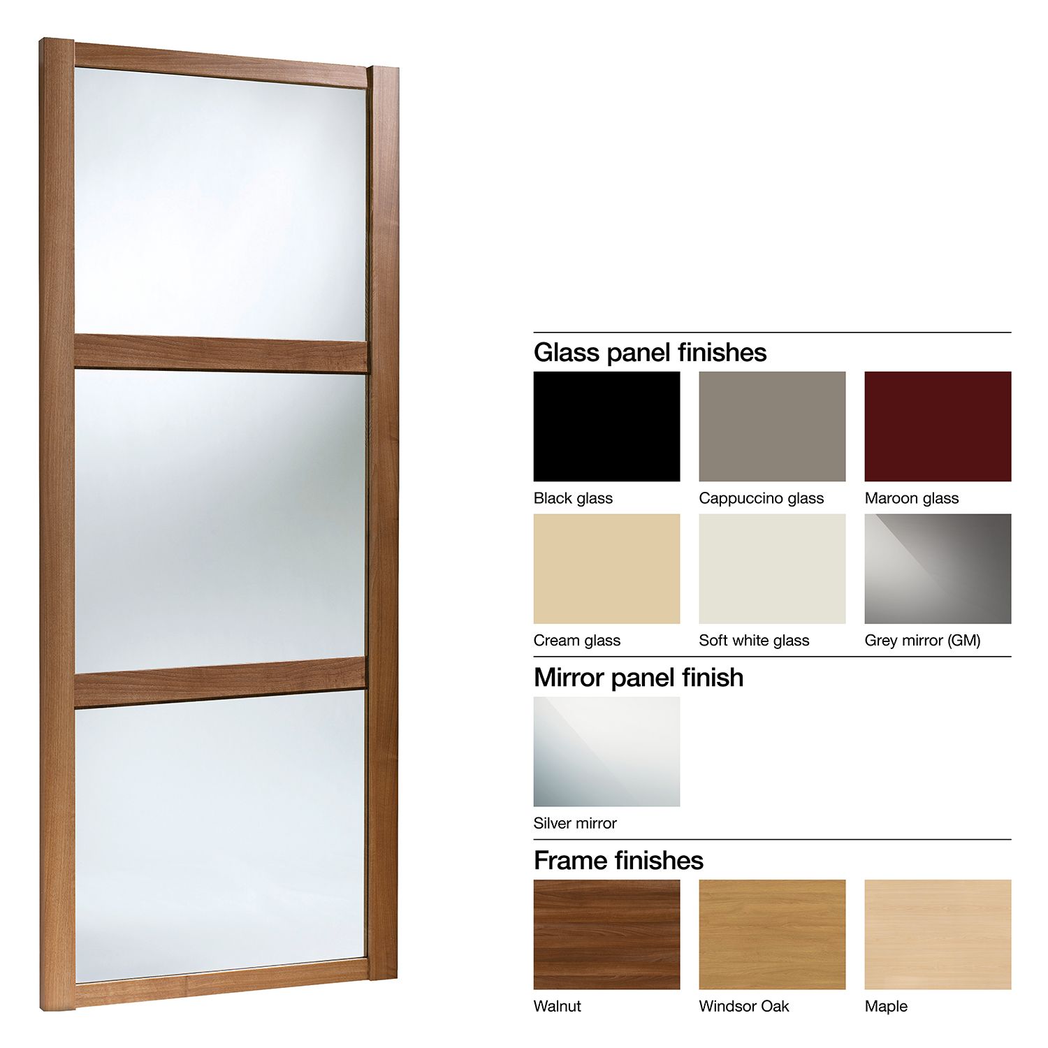 Made To Measure Shaker 3 Panel Glass Mirror Sliding Wardrobe