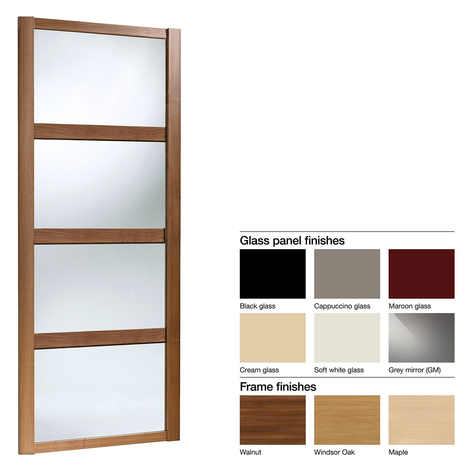 Made To Measure Shaker 4 Panel Glass Sliding Wardrobe Door W