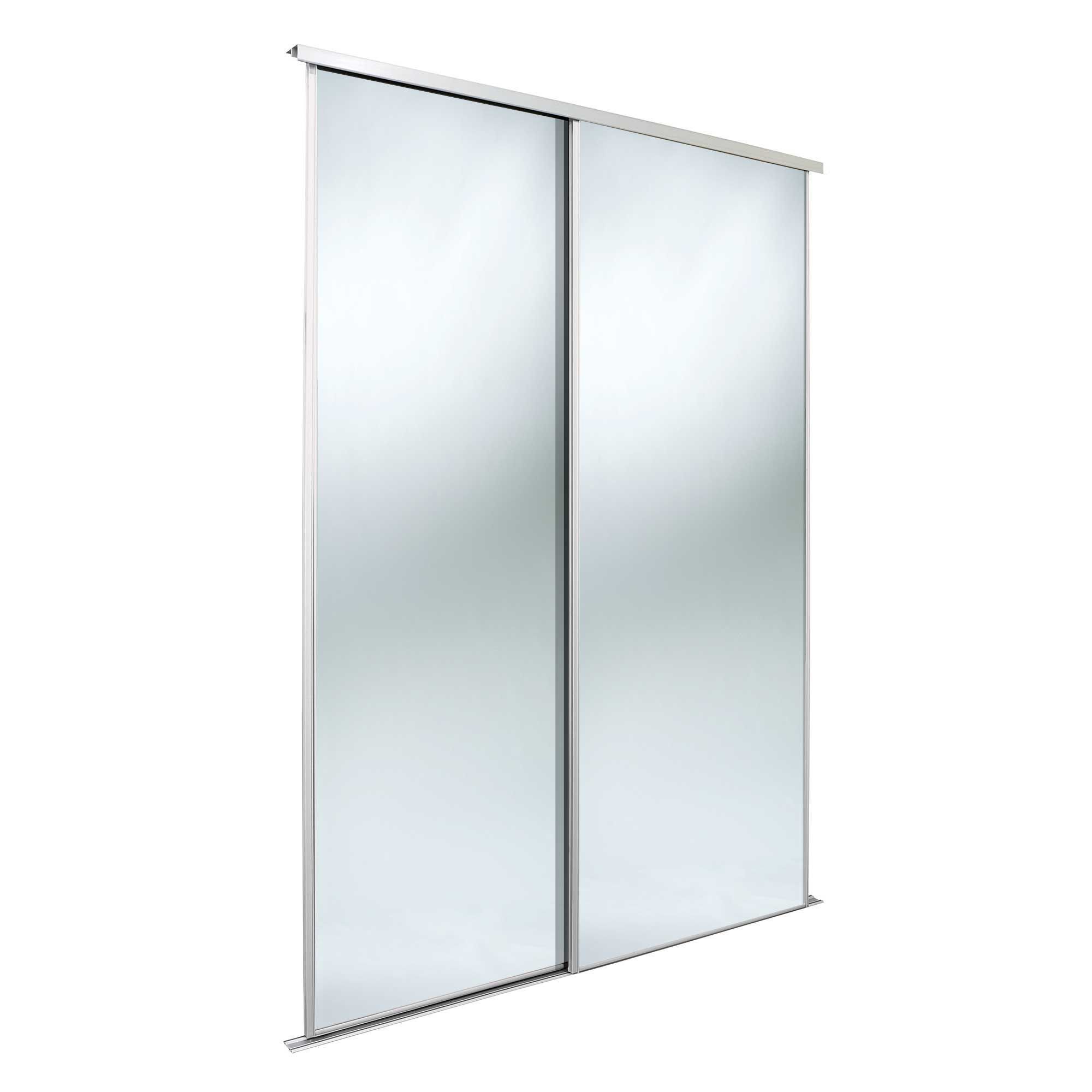 Classic Mirrored White Mirror Effect Sliding Wardrobe Door H 2220