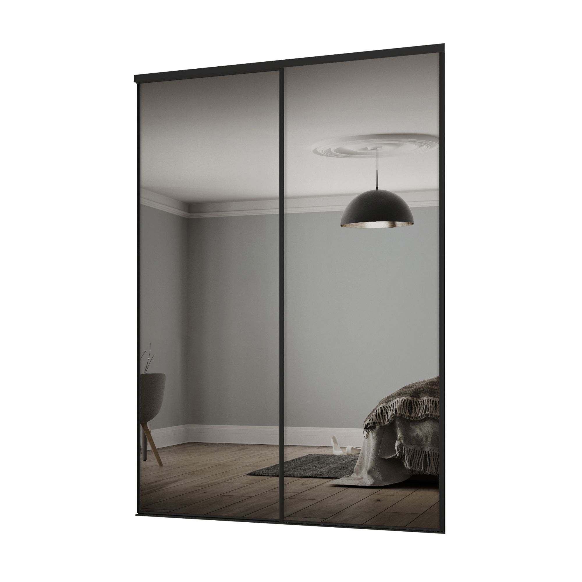 Classic Mirrored Sliding wardrobe door kit (H)2260 mm (W)1489mm, Pack