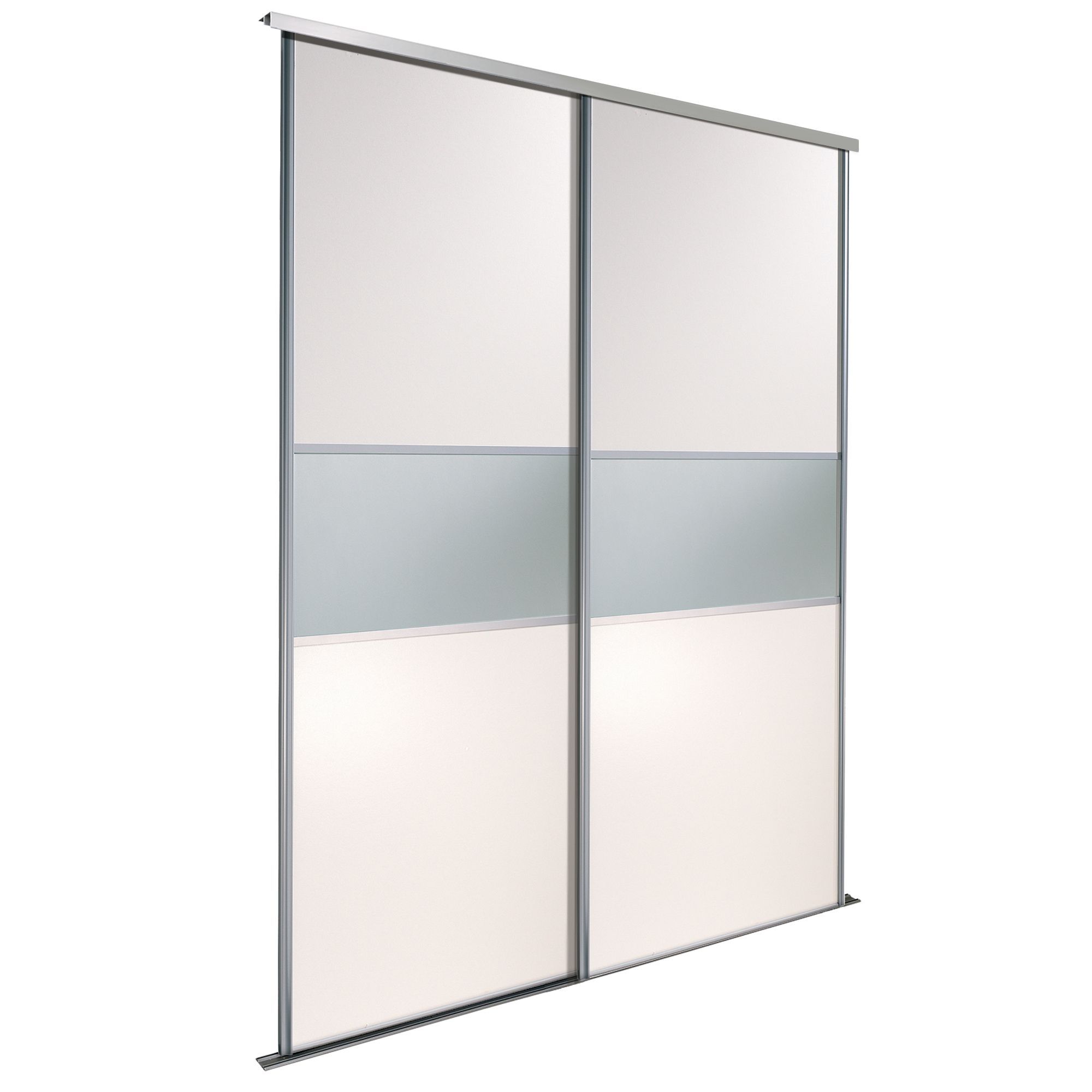 Fineline Fineline White Mirror Sliding Wardrobe Door Kit H 2220