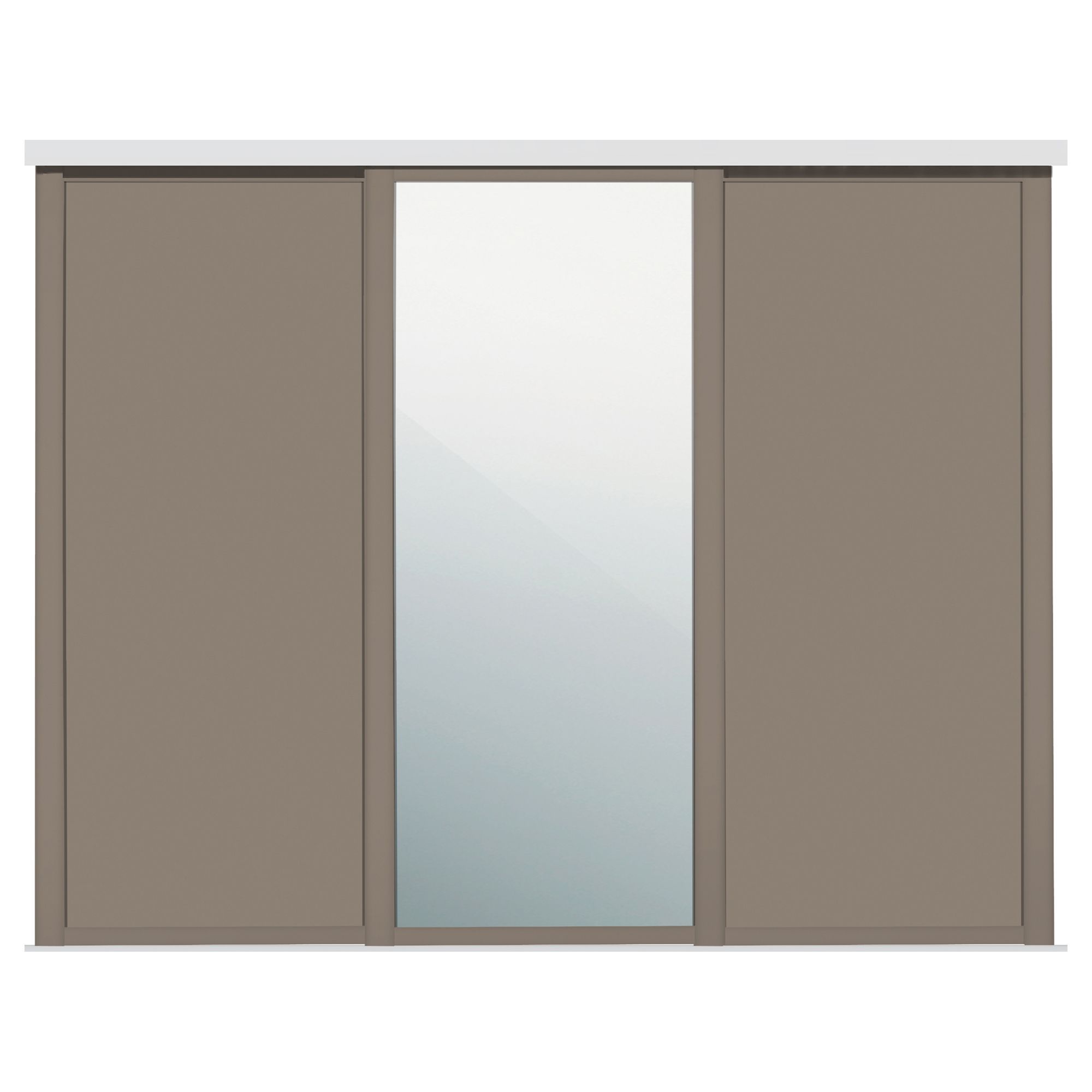 Shaker Mirrored Stone grey Sliding wardrobe door (W)914mm, Pack of 3
