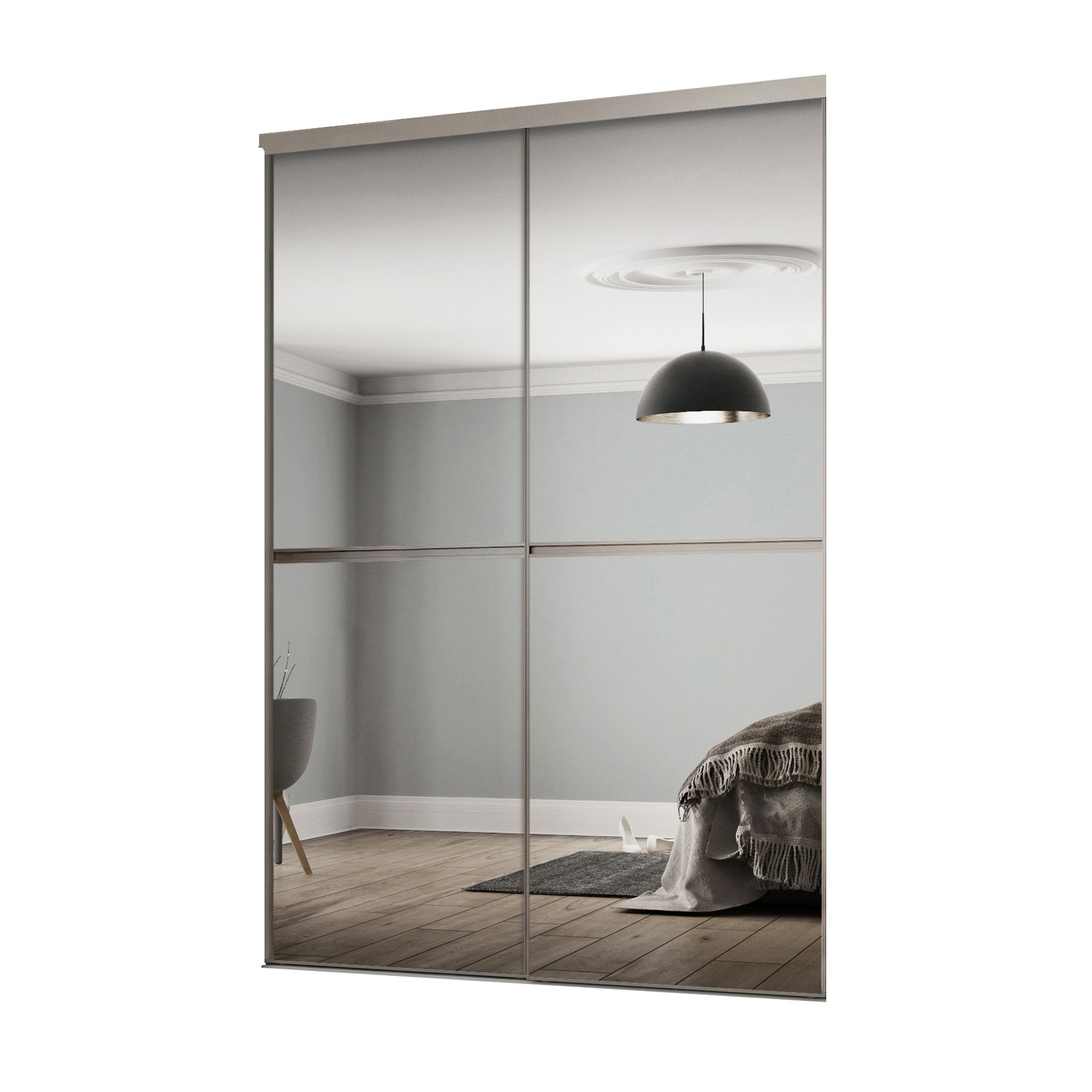 Minimalist Mirrored 2 Door Sliding Wardrobe Door Kit (H)2260mm (W ...