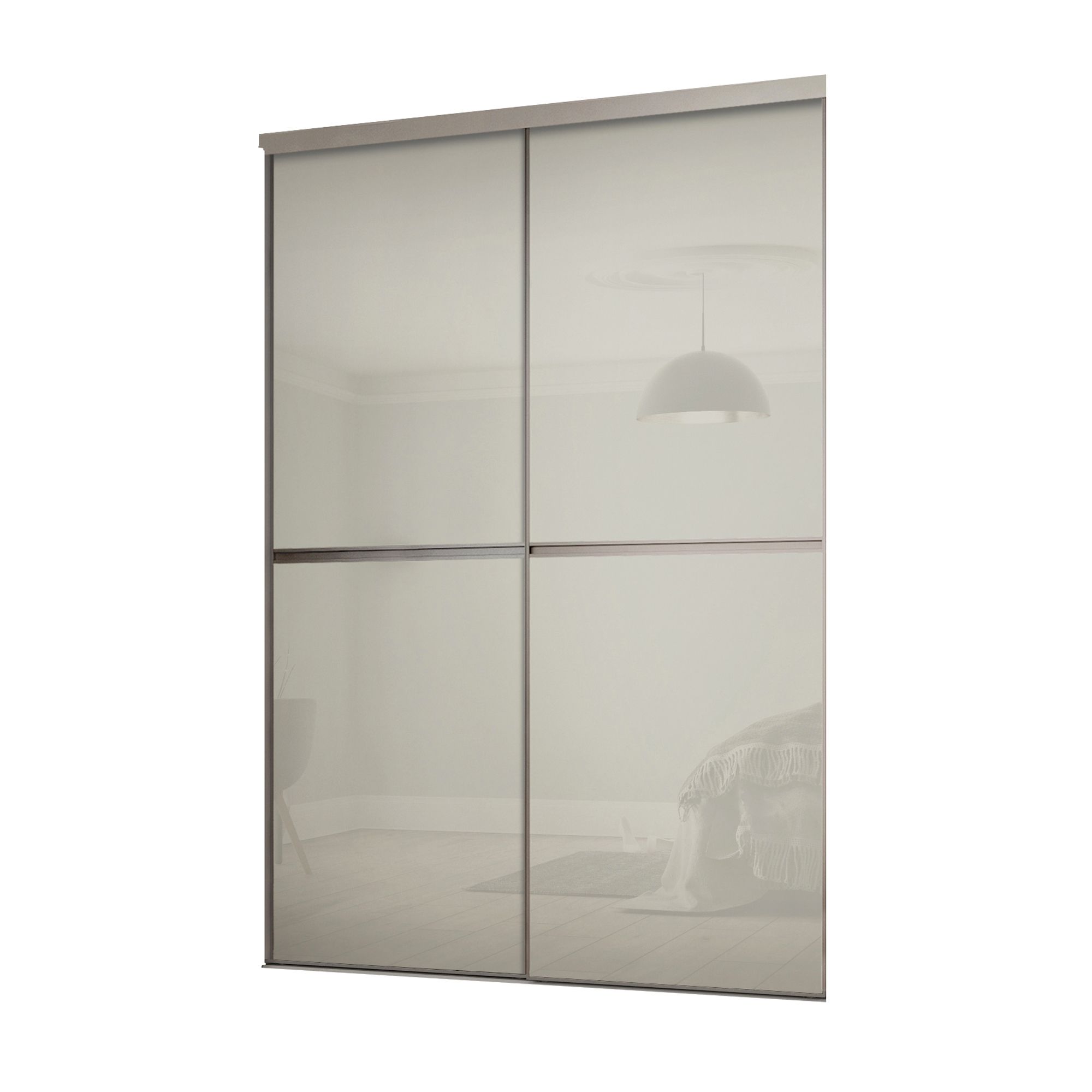 Minimalist Arctic White Sliding Wardrobe Door Kit H 2260 Mm W