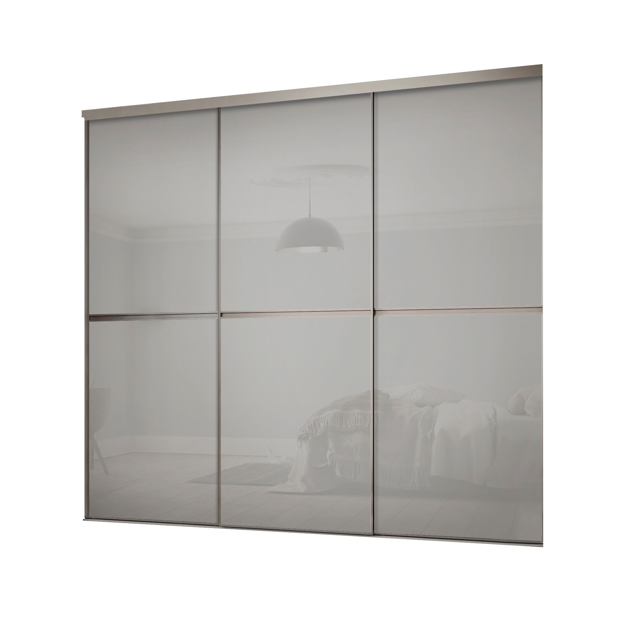 Minimalist Grey Sliding wardrobe door kit (H)2260 mm (W)2246mm, Pack of