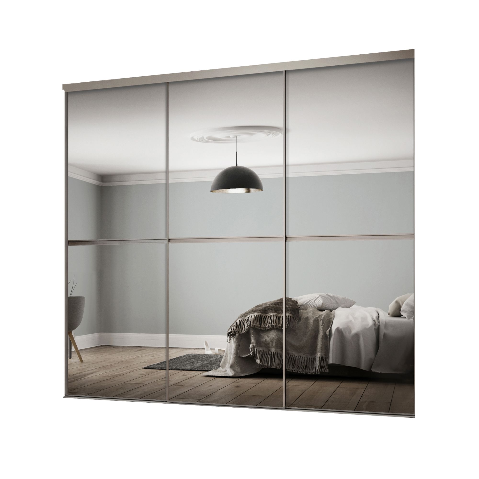 Minimalist Mirrored 3 door Sliding Wardrobe Door kit (H ...