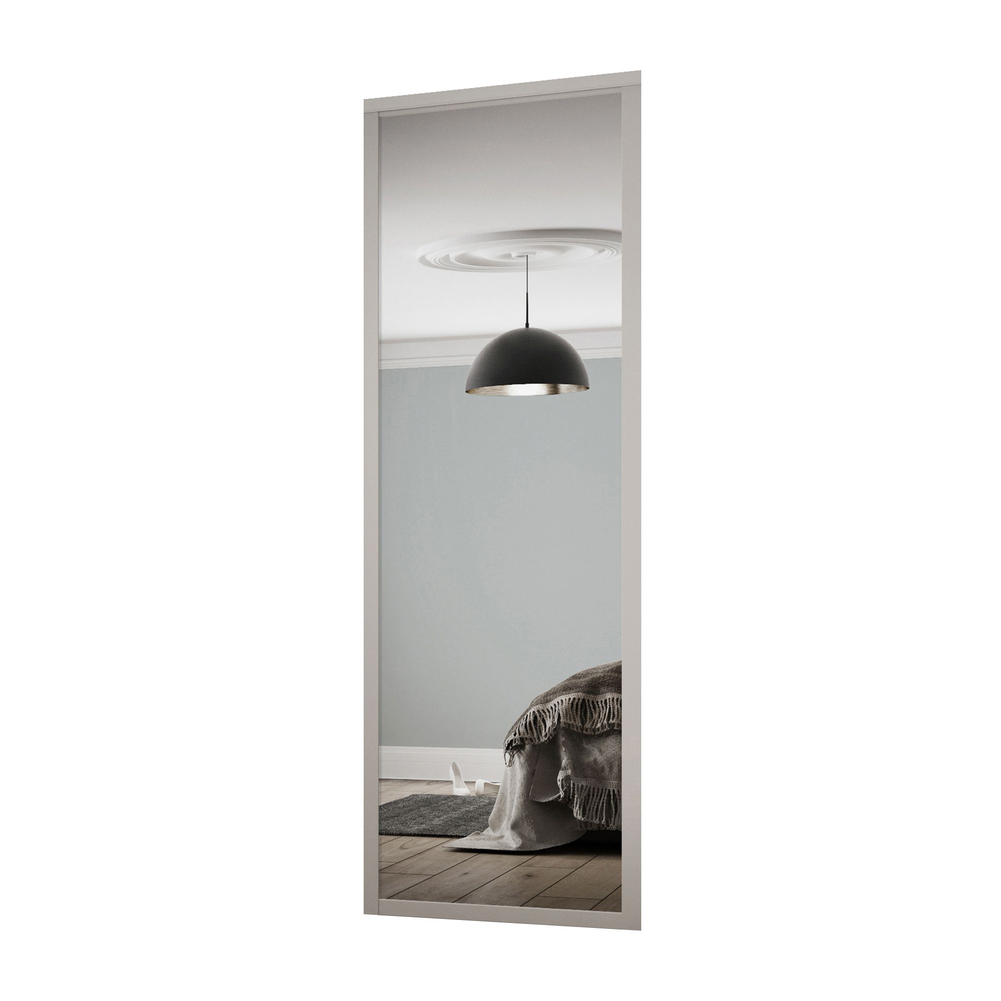 Shaker Contemporary Mirrored Dove Grey Sliding Wardrobe Door