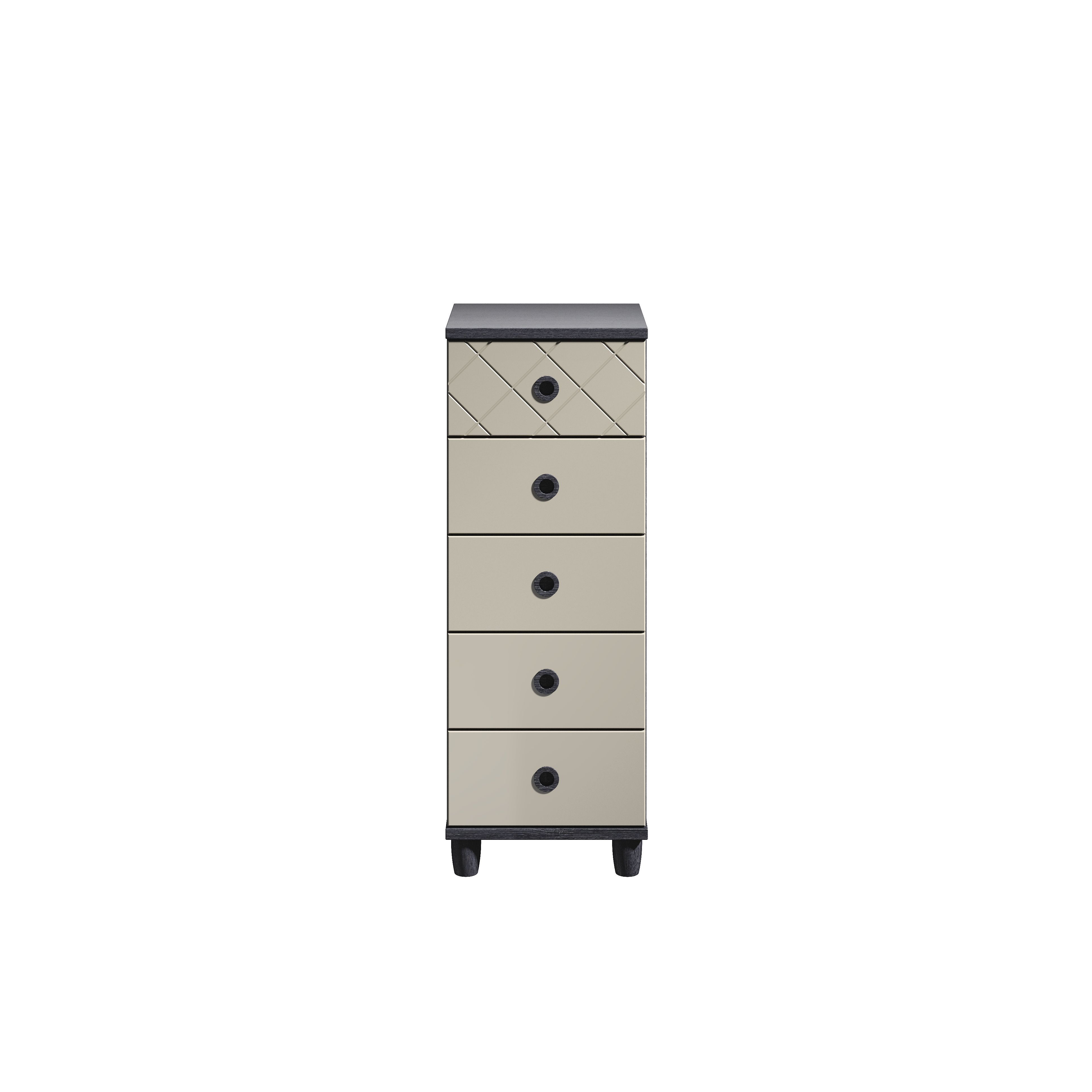 Consort Hektor Black Soft Grey Matt 5 Drawer Chest H 1100mm