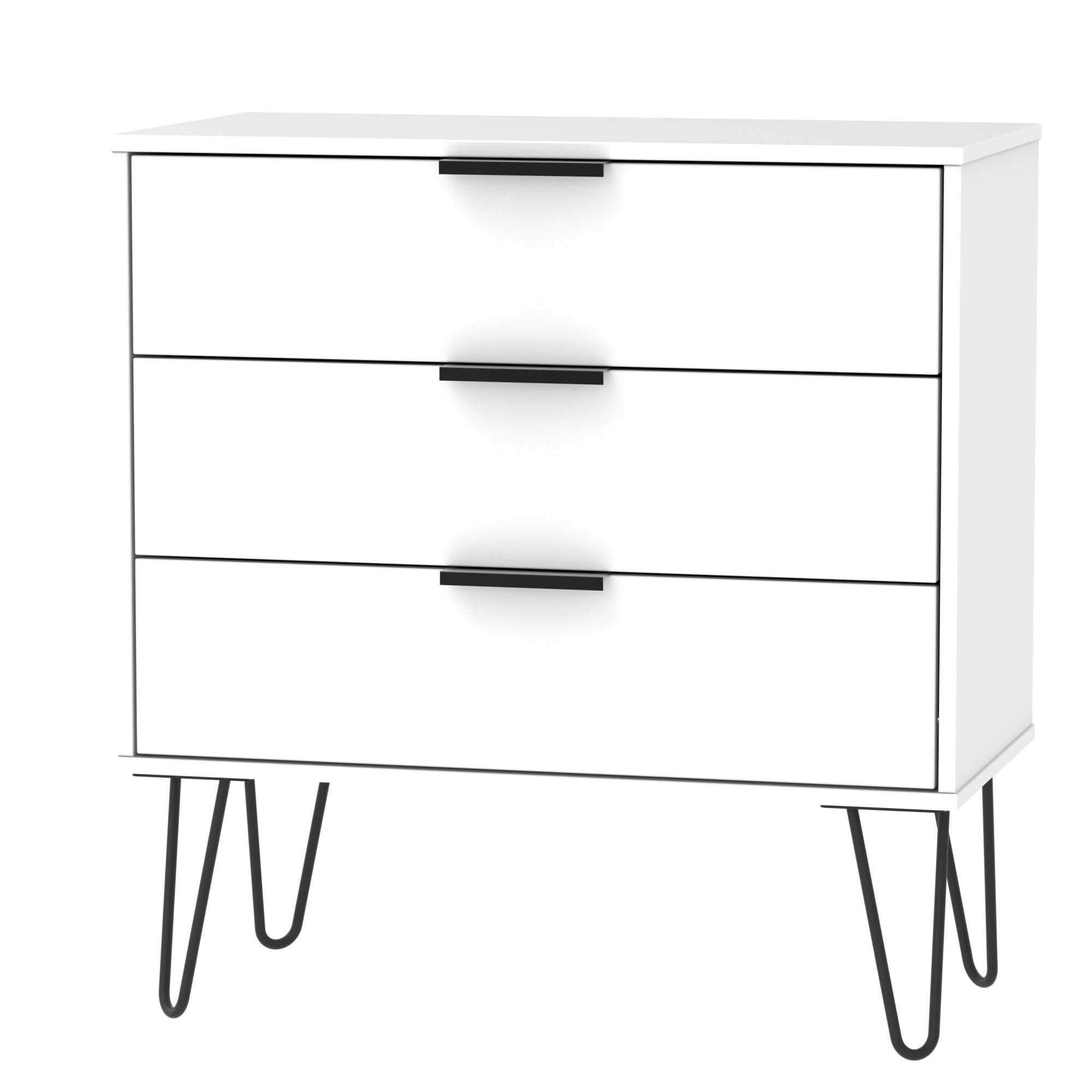 Manhattan White Matt 3 Drawer Chest H 740mm W 765mm D 395mm