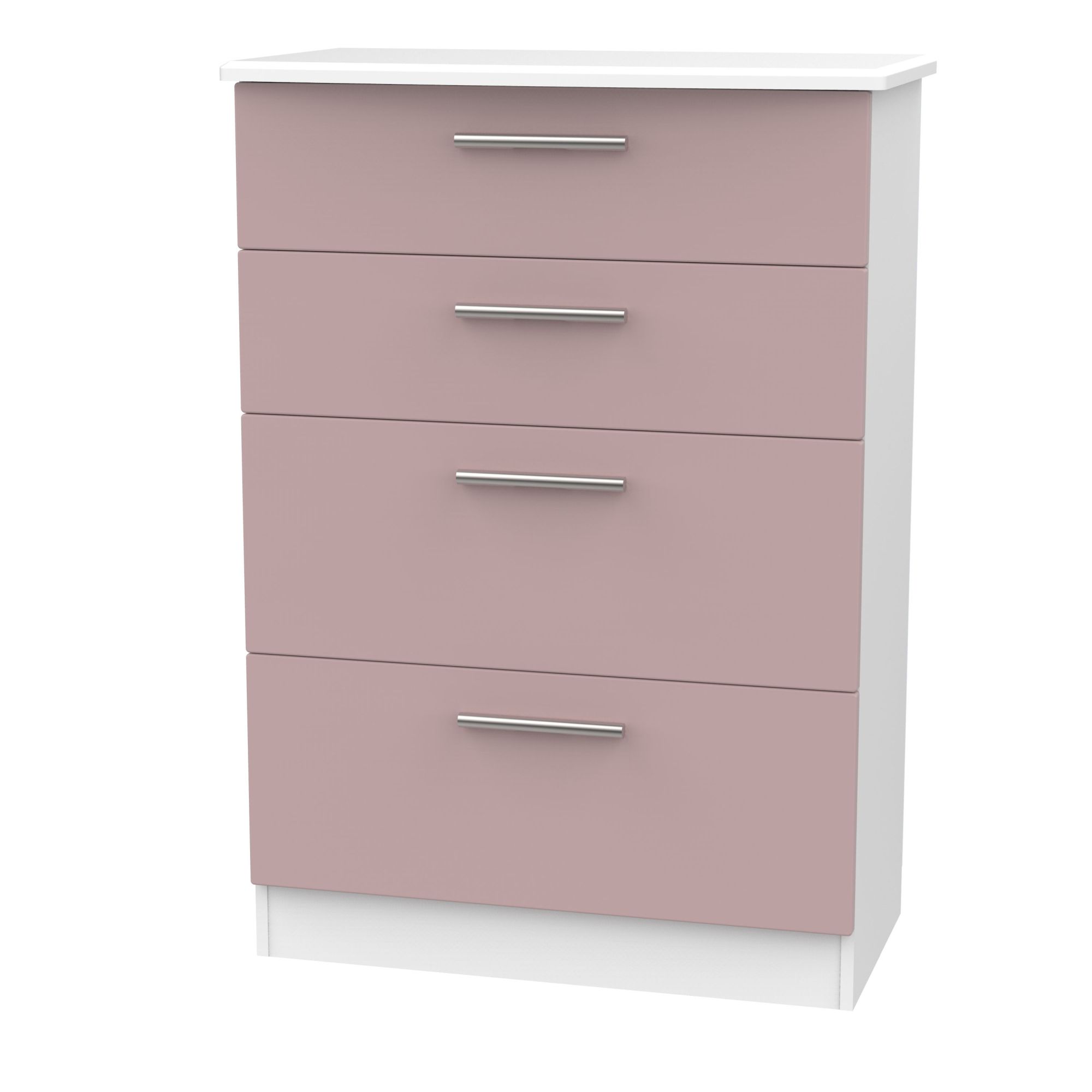 Azzurro Pink White Matt 4 Drawer Deep Chest H 1075mm W 765mm