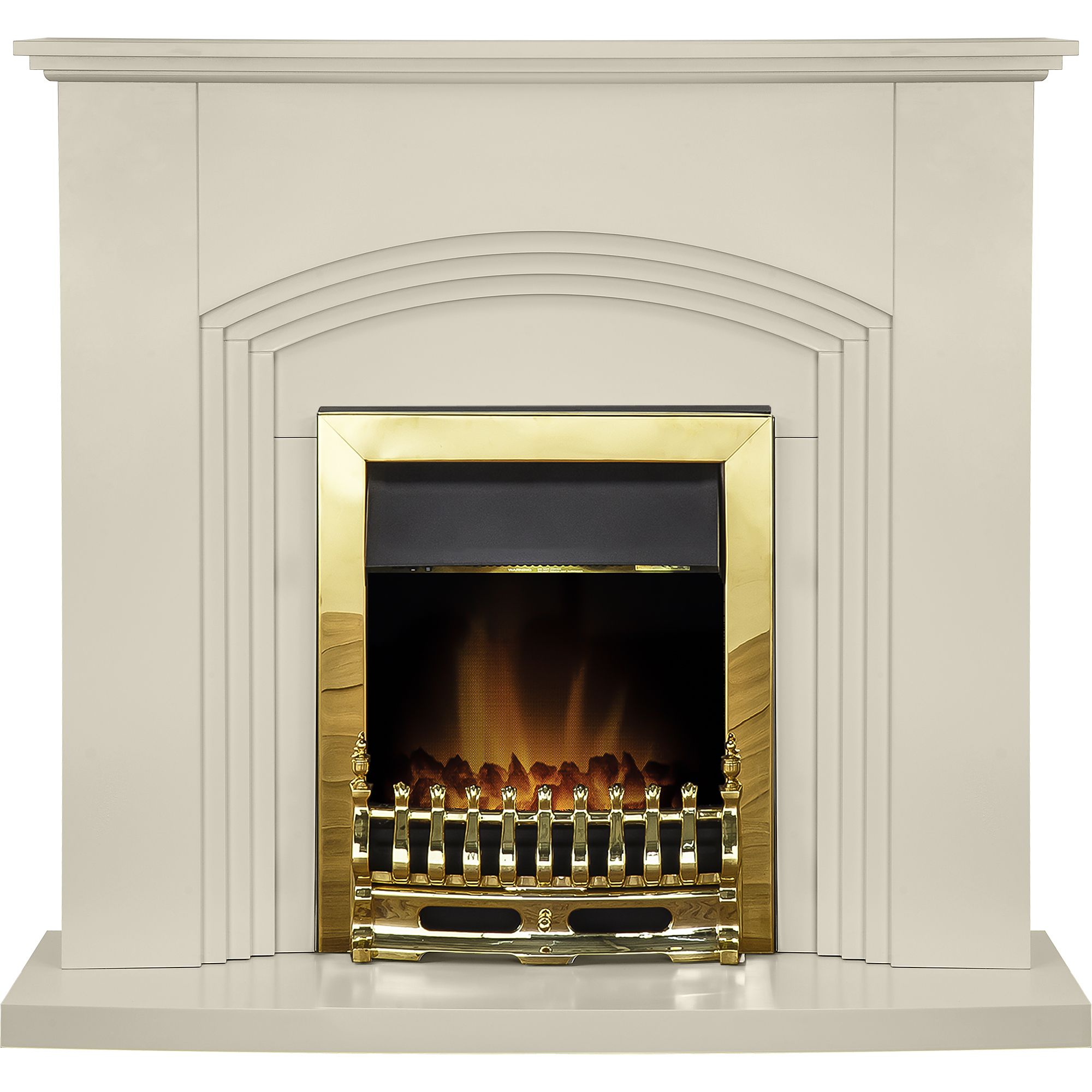 Adam Kirkdale Cream Brass Effect Electric Fire Suite Departments