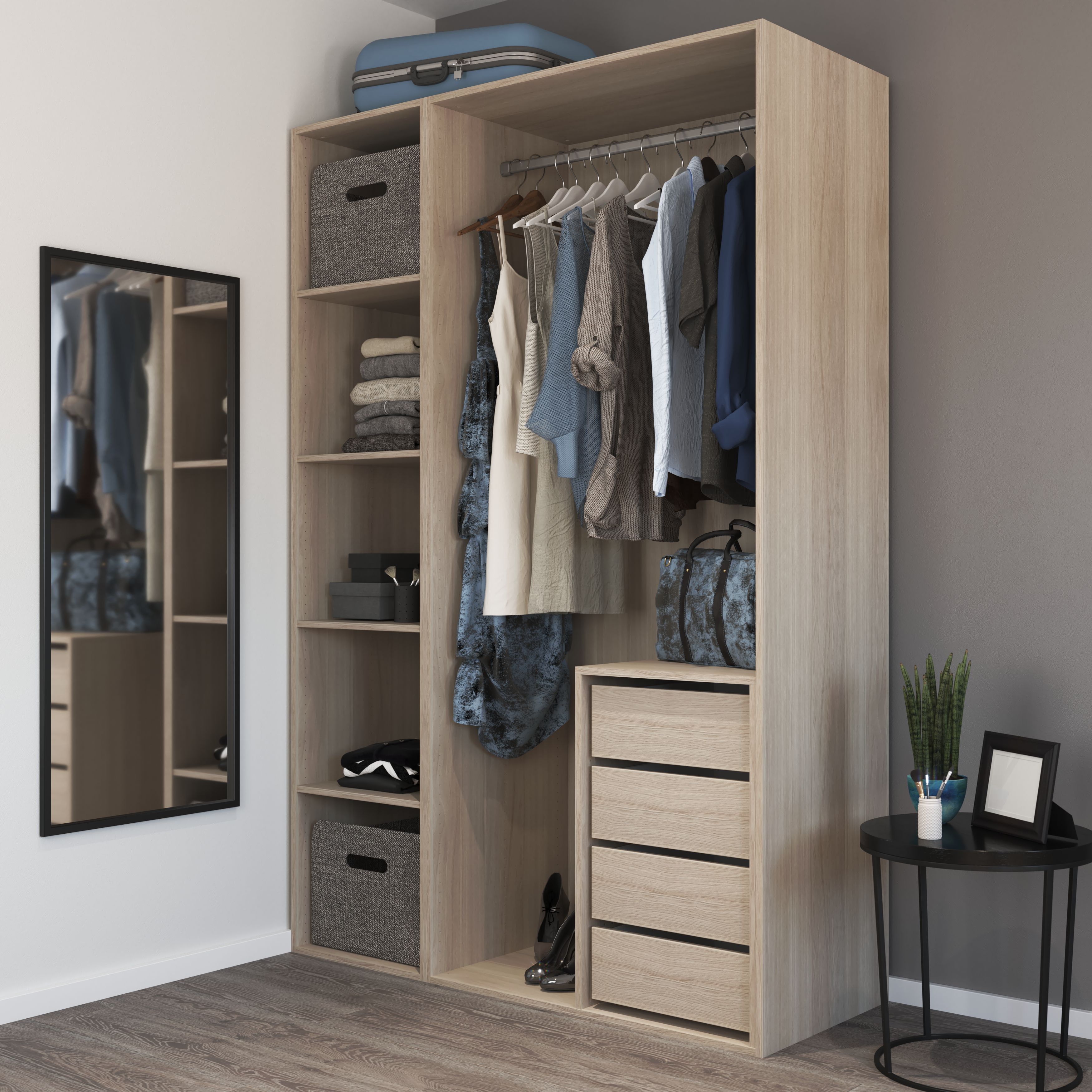 GoodHome Atomia Natural Oak effect Modular furniture cabinet, (H)2250mm (W)500mm (D)580mm