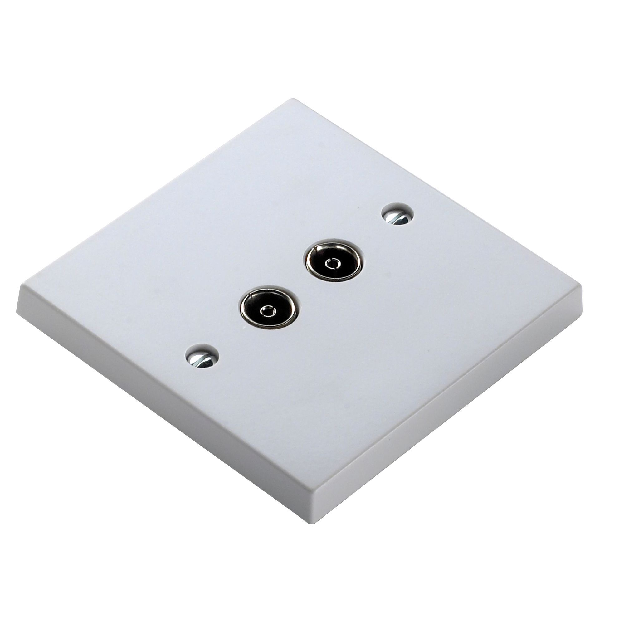 Power Pro White Double Coaxial socket Departments DIY at B&Q
