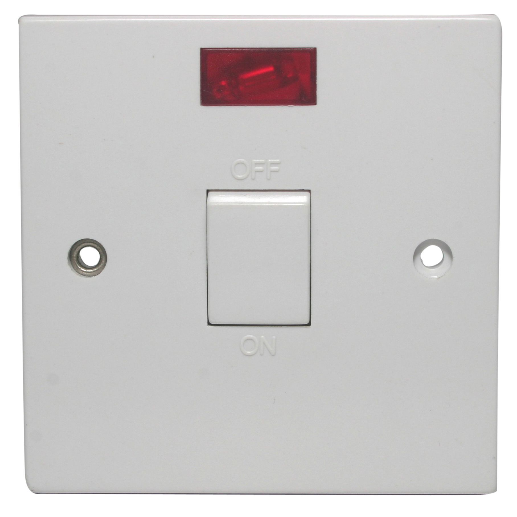 Pro Power 20A 1Way Single White Matt Switch with Neon Departments