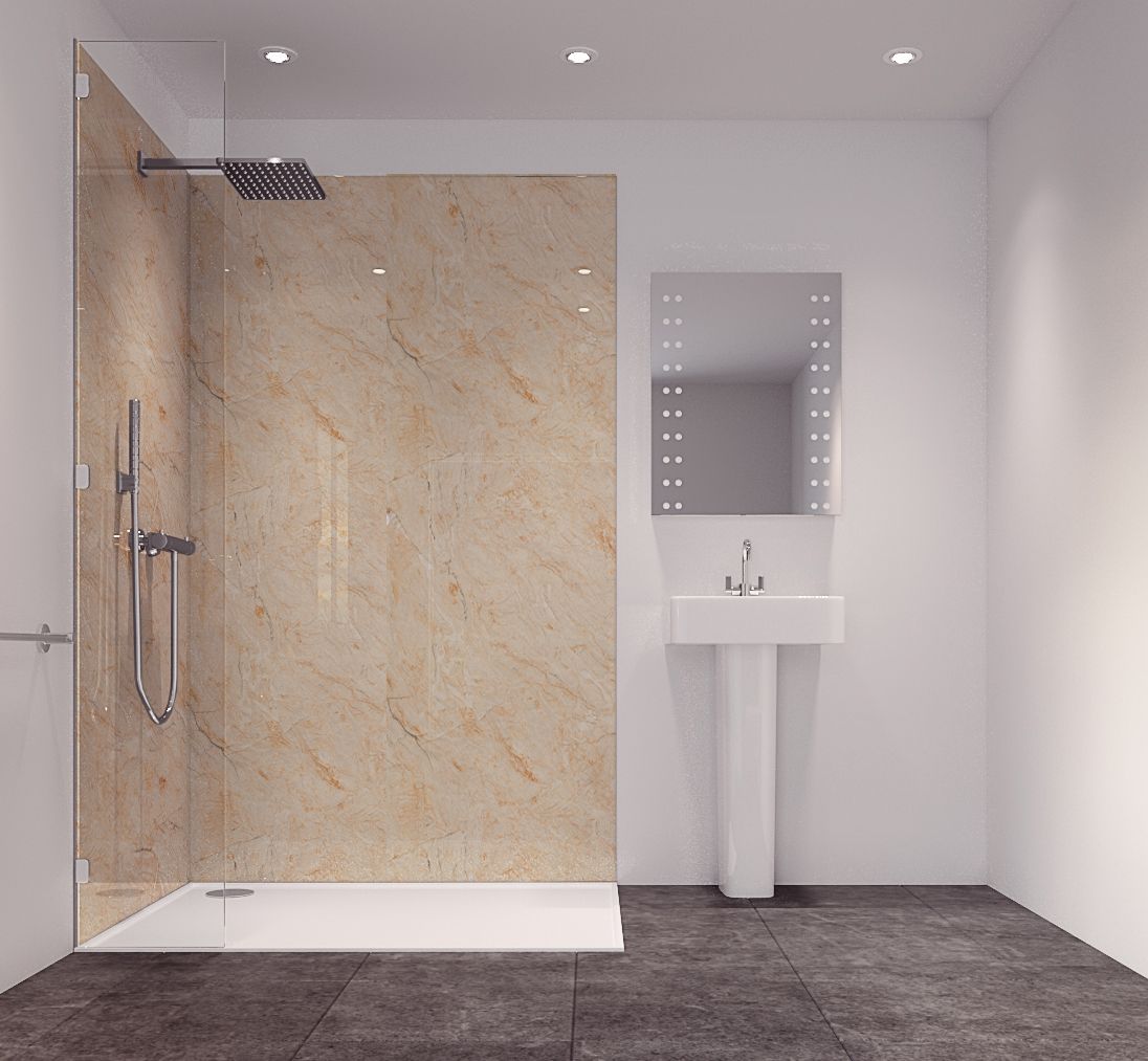 Splashwall Tuscan Cream Single Shower Panel (L)2420mm (W)585mm (T)11mm