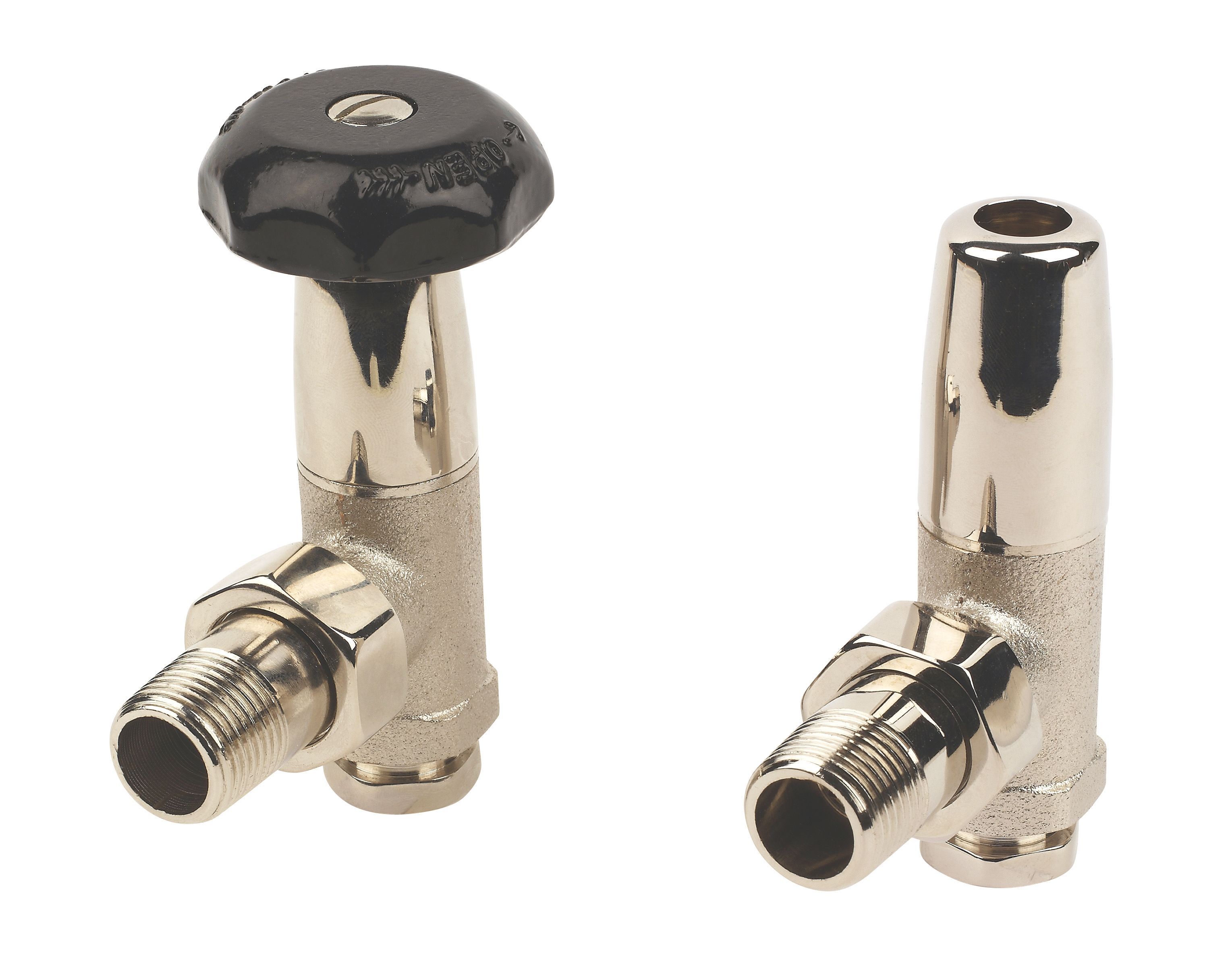 Nickelplated Radiator valve & lockshield Departments TradePoint