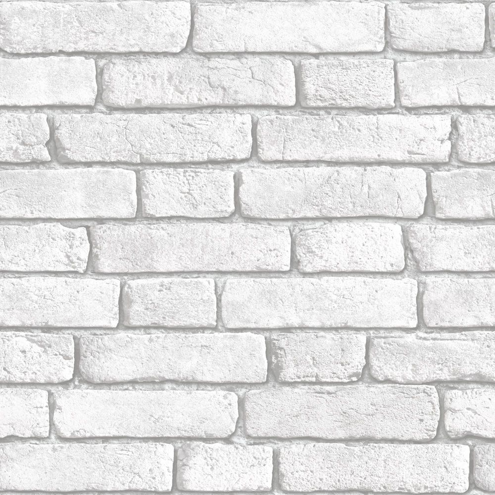 Muriva White Brick Wall Wallpaper Departments Diy At B Q