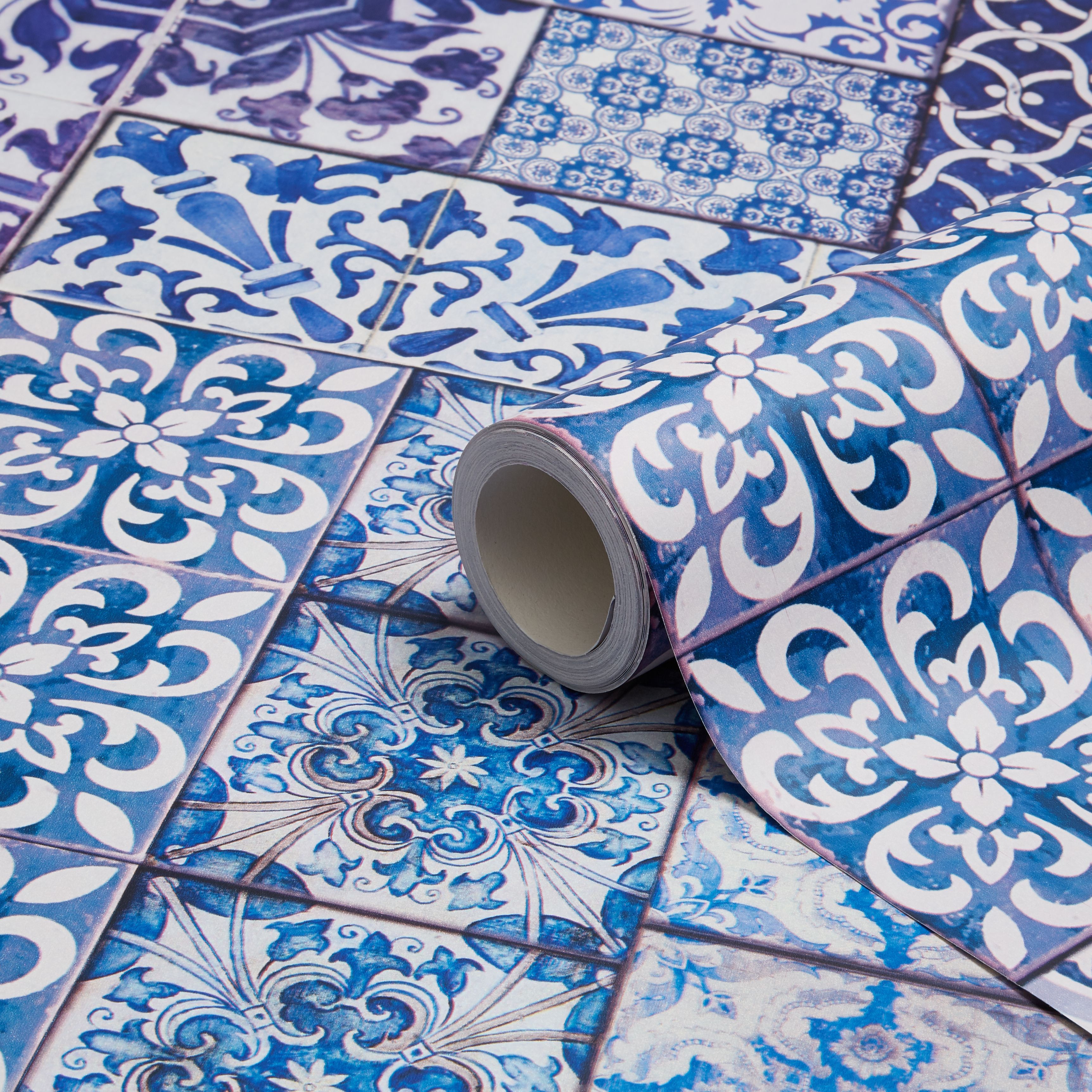 Muriva Blue Moroccan Tiles Wallpaper | Departments | DIY ...