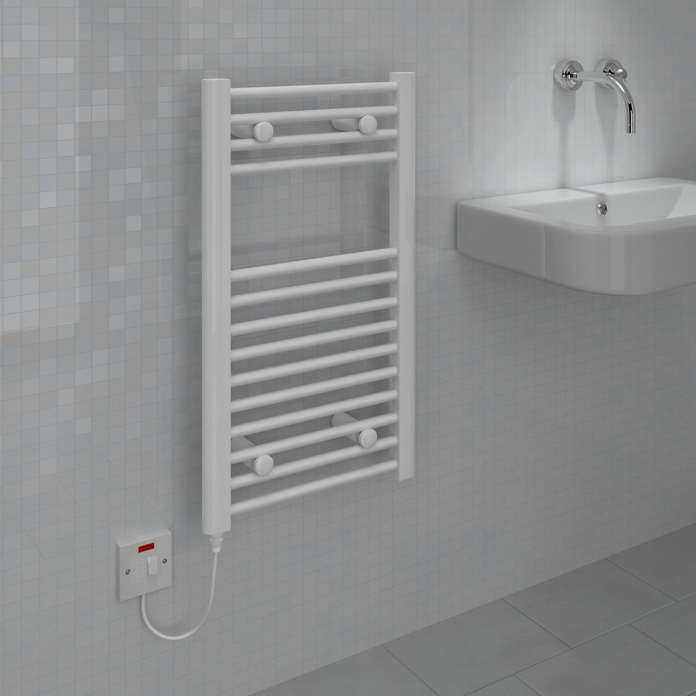Kudox White Towel warmer (H)700mm (W)400mm Departments DIY at B&Q