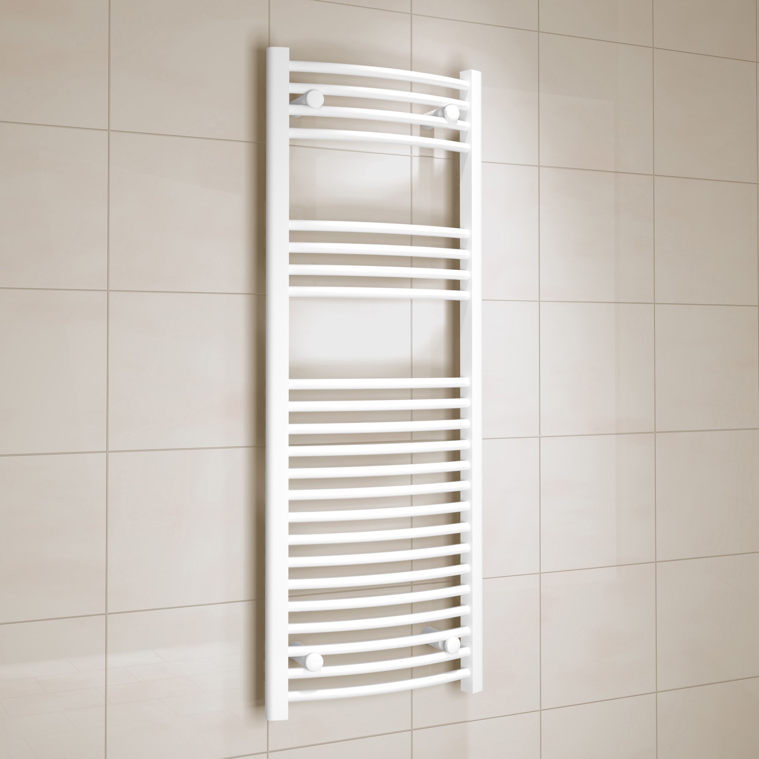 Kudox 456W White Towel warmer (H)1200mm (W)450mm | Departments | DIY at B&Q