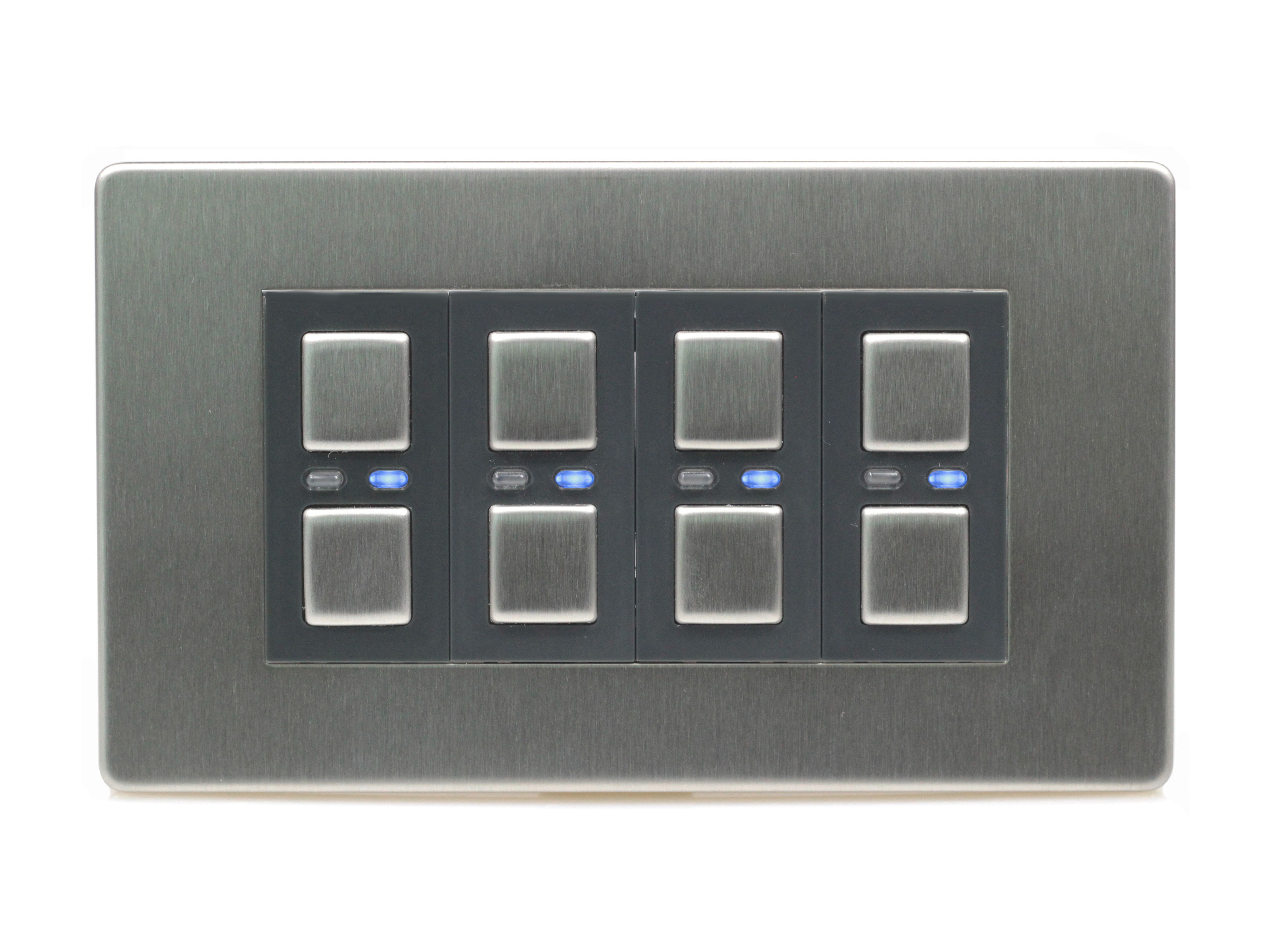 LightwaveRF Quadruple Stainless steel Dimmer switch Departments DIY