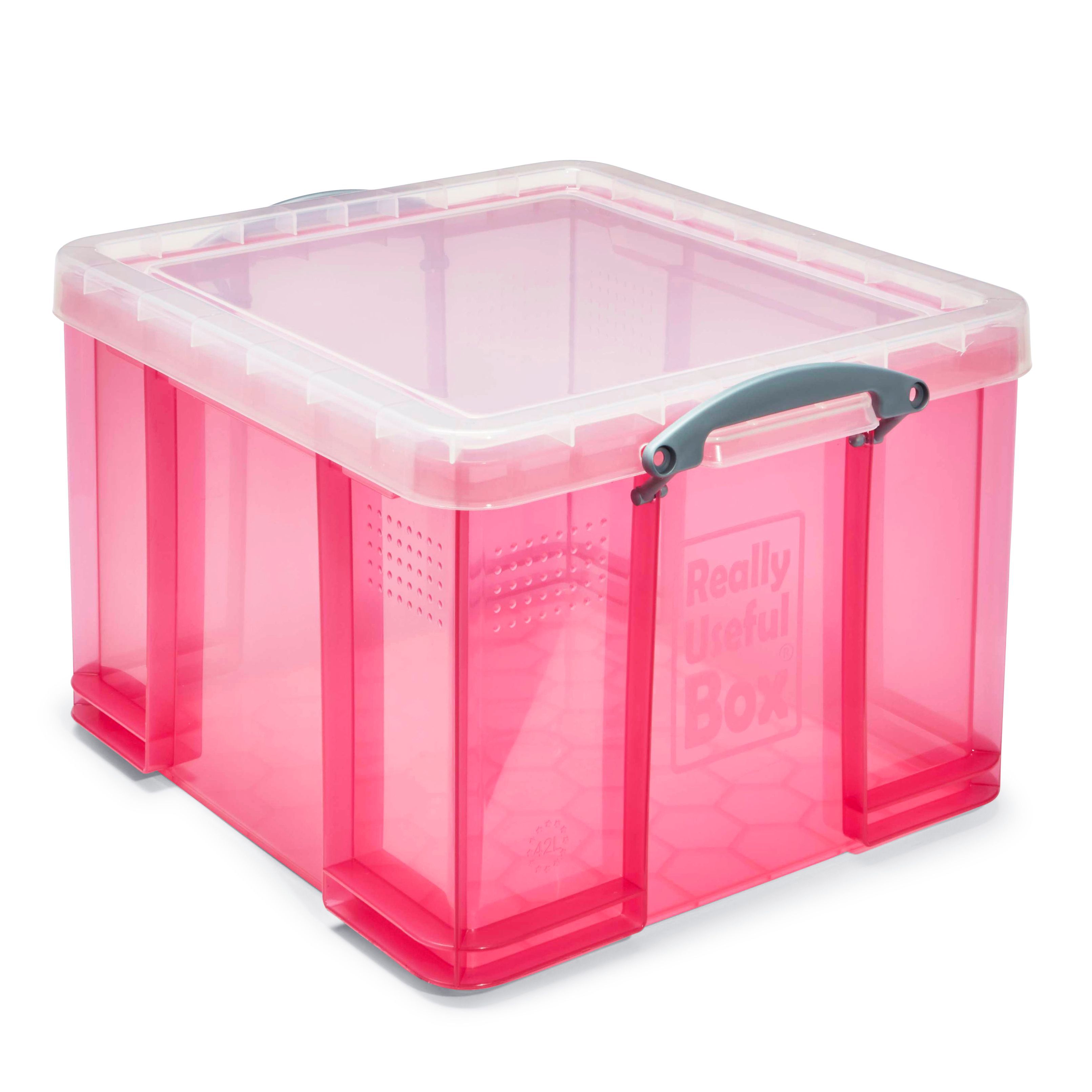 Really Useful Pink 42L Plastic Storage Box Departments DIY at B&Q