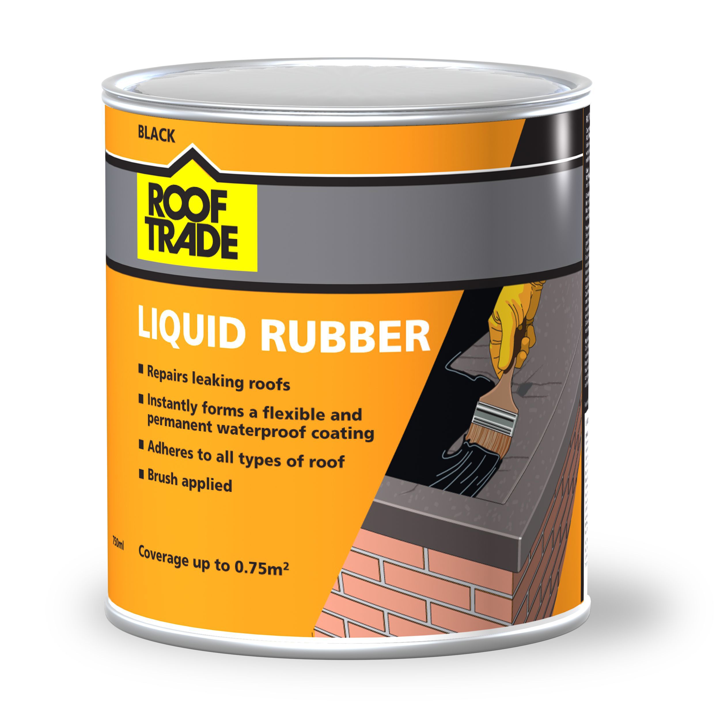 rooftrade black liquid rubber roof sealant 0.75l