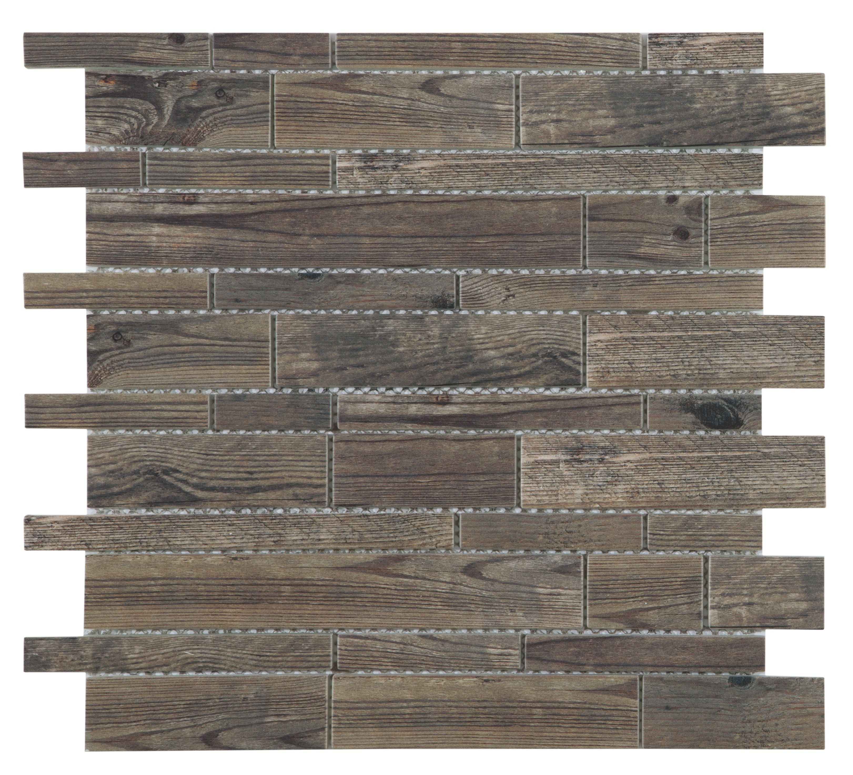 Lampang Wood effect Glass Mosaic tile, (L)302mm (W)298mm | Departments ...