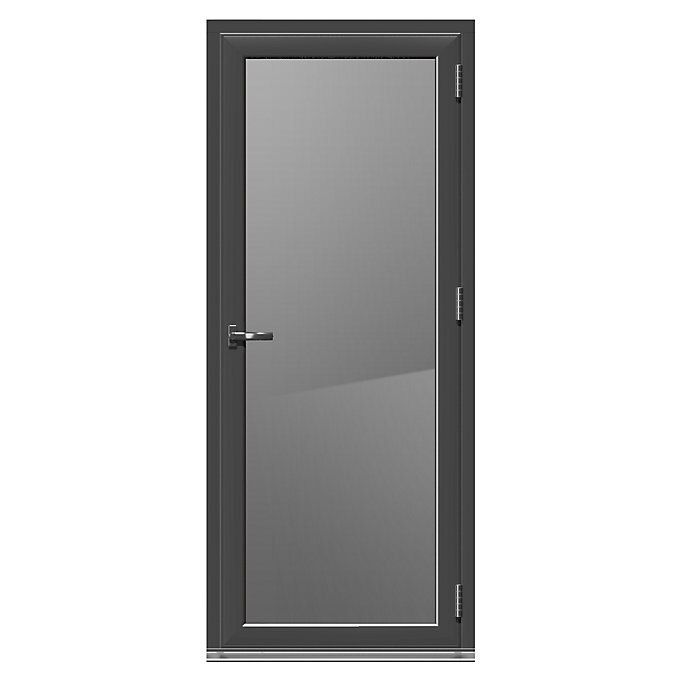 Crystal Glazed Grey Aluminium LH & RH External Back Door, (H)2104mm (W
