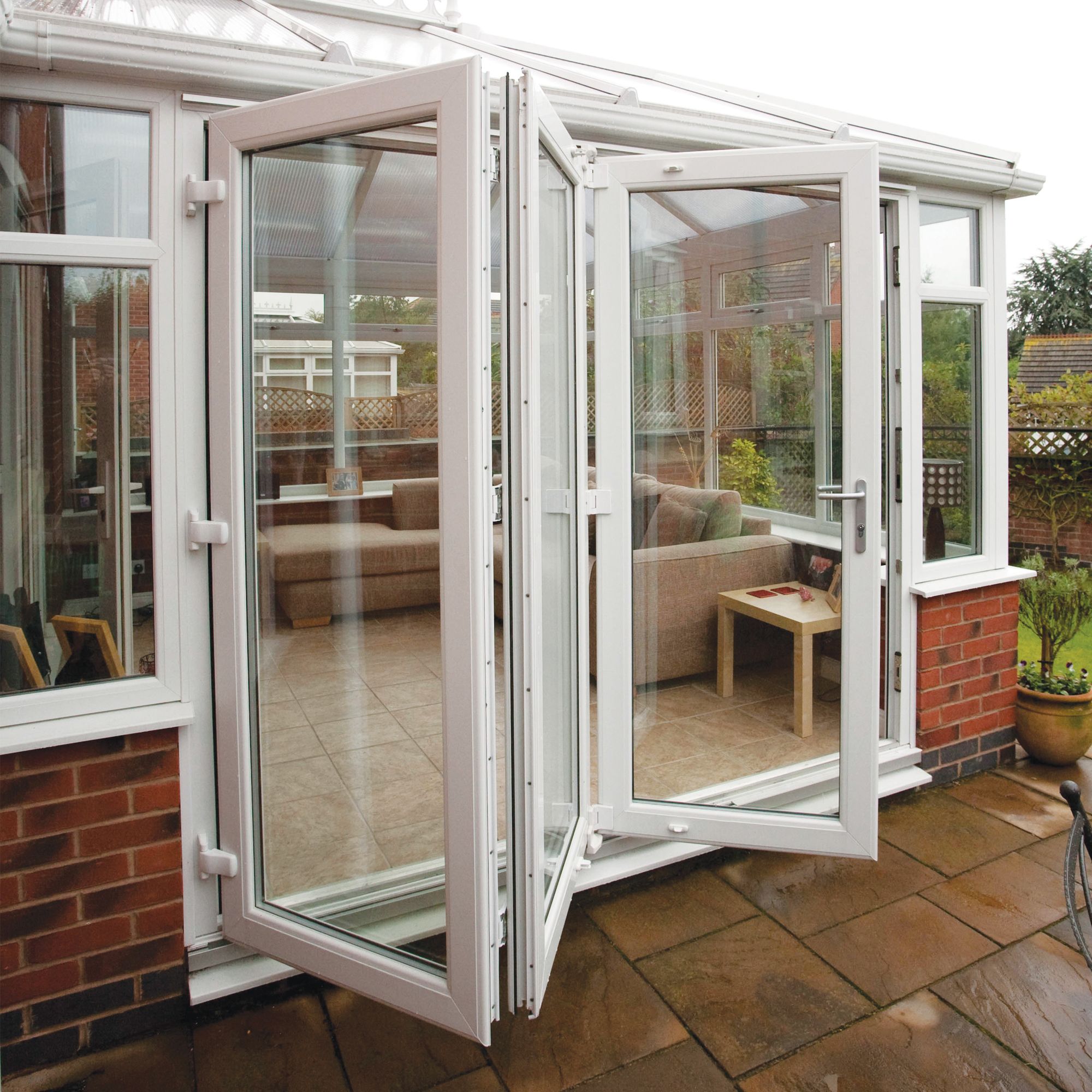 PVC-U White Smooth Glazed External Bi-fold Bi-folding door ...