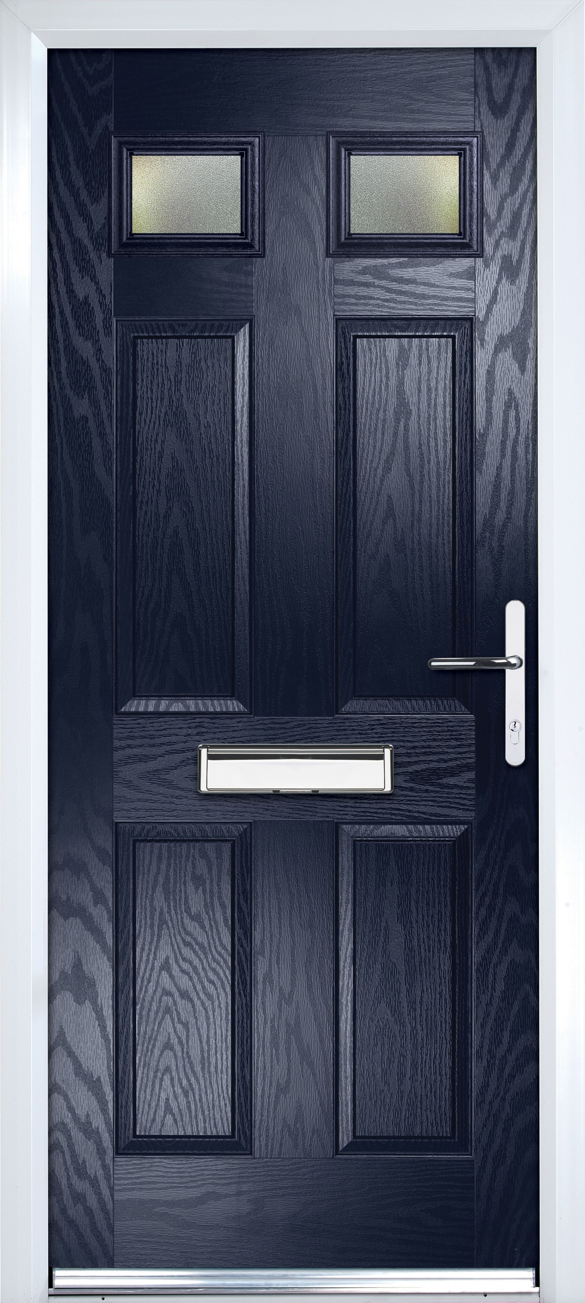 Crystal 6 Panel Frosted Glazed Navy Blue Composite Lh External