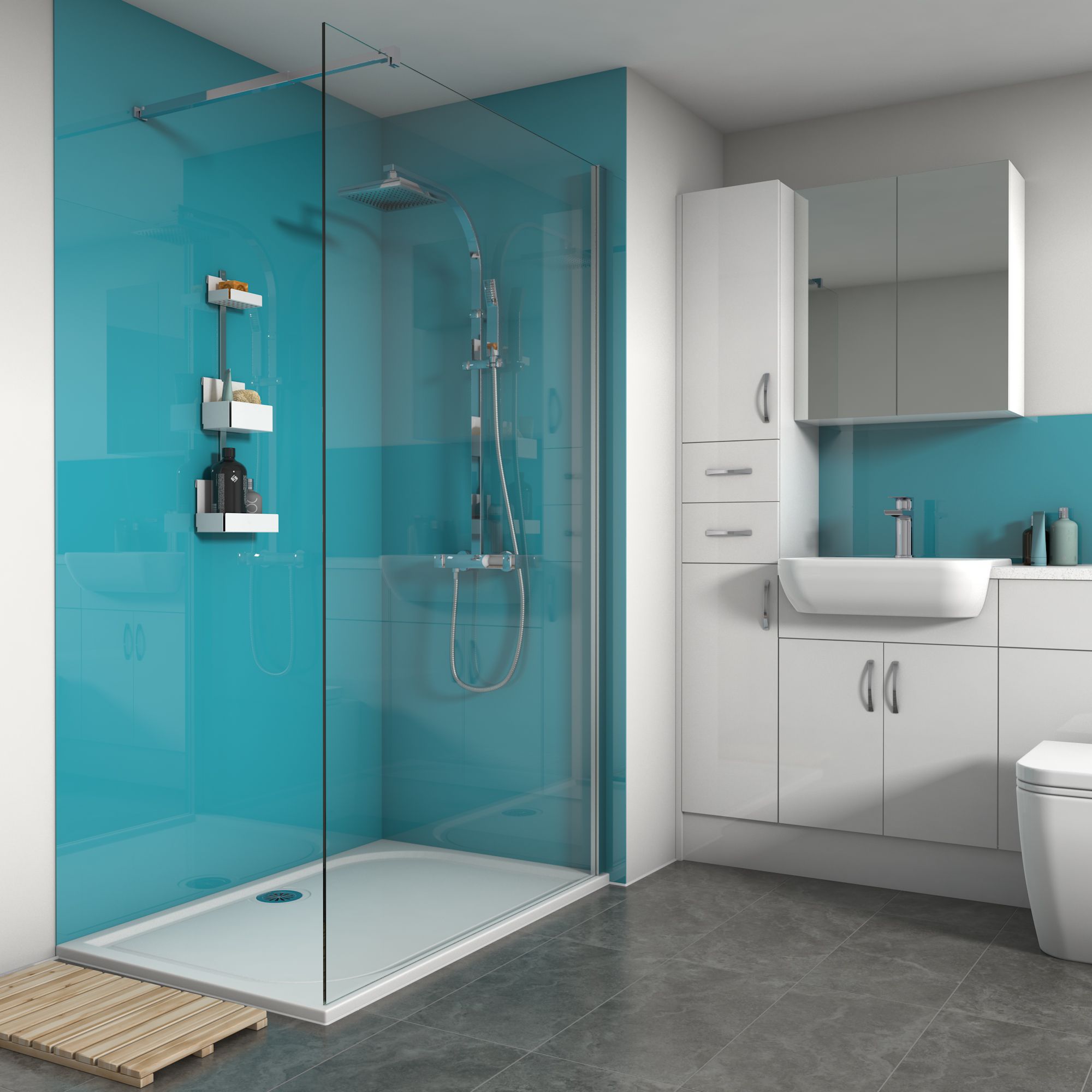 Splashwall Ocean Gloss 2 sided shower wall kit Departments DIY at B&Q