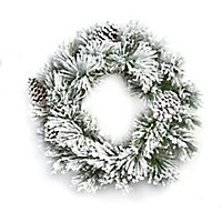50cm Green & white Lumi Snowy Christmas wreath