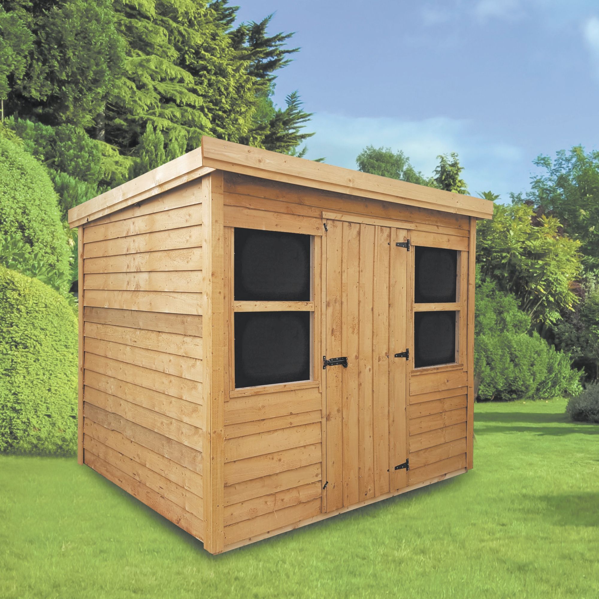 8x6 rustic lean to roof overlap wooden shed base included