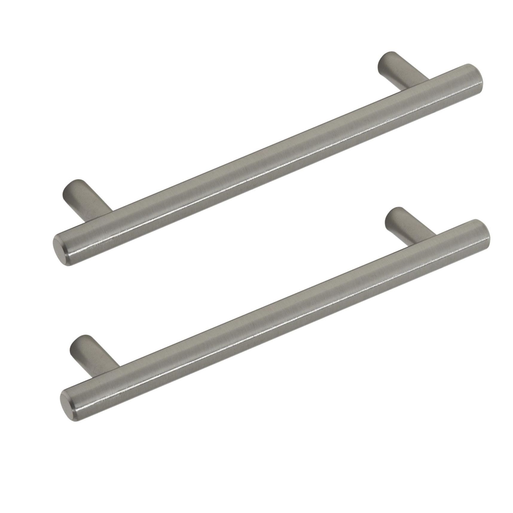 Brushed nickel effect Bathroom Bar Handle, Pack of 2 Departments