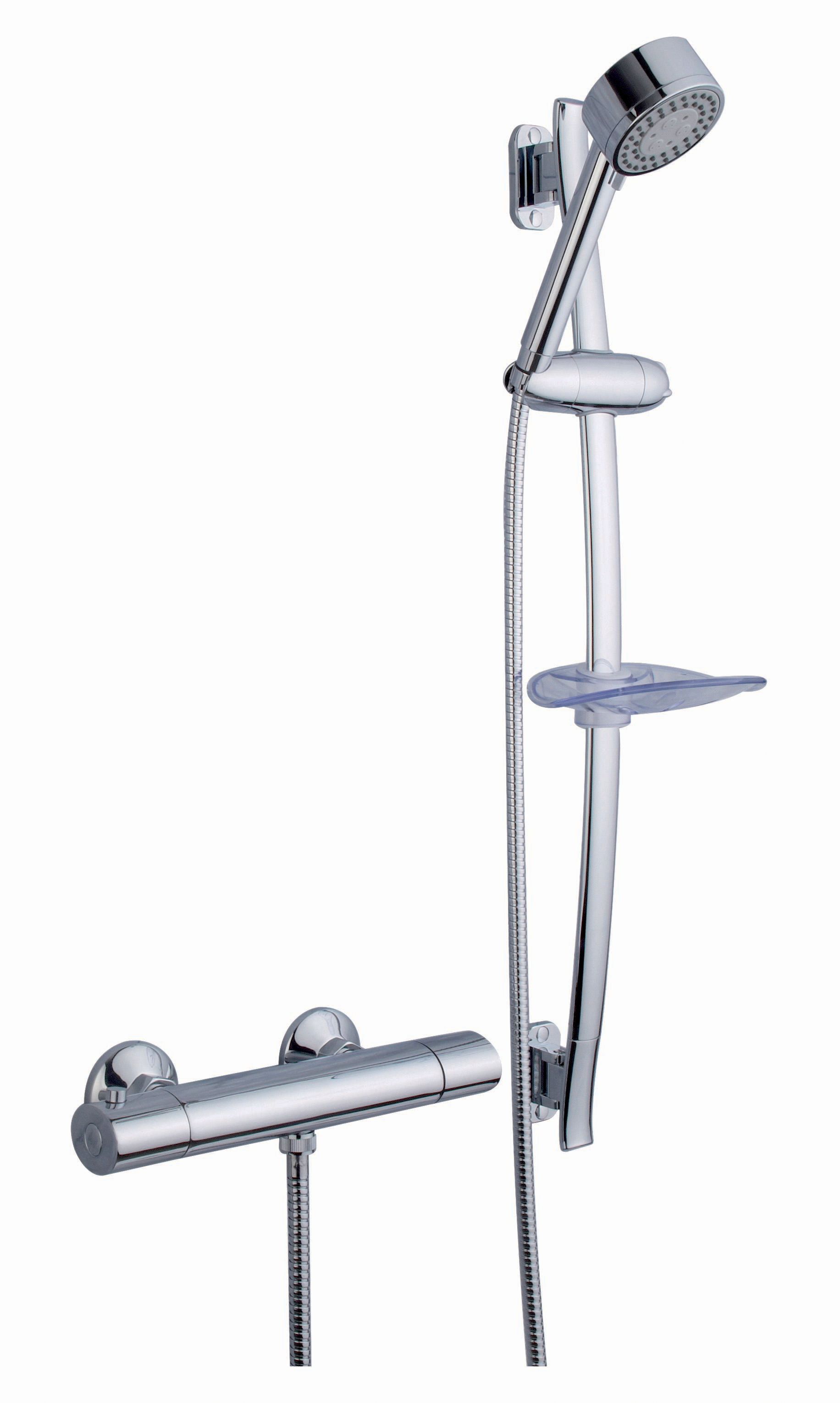 Cooke & Lewis Verbier Chrome Thermostatic Bar mixer shower