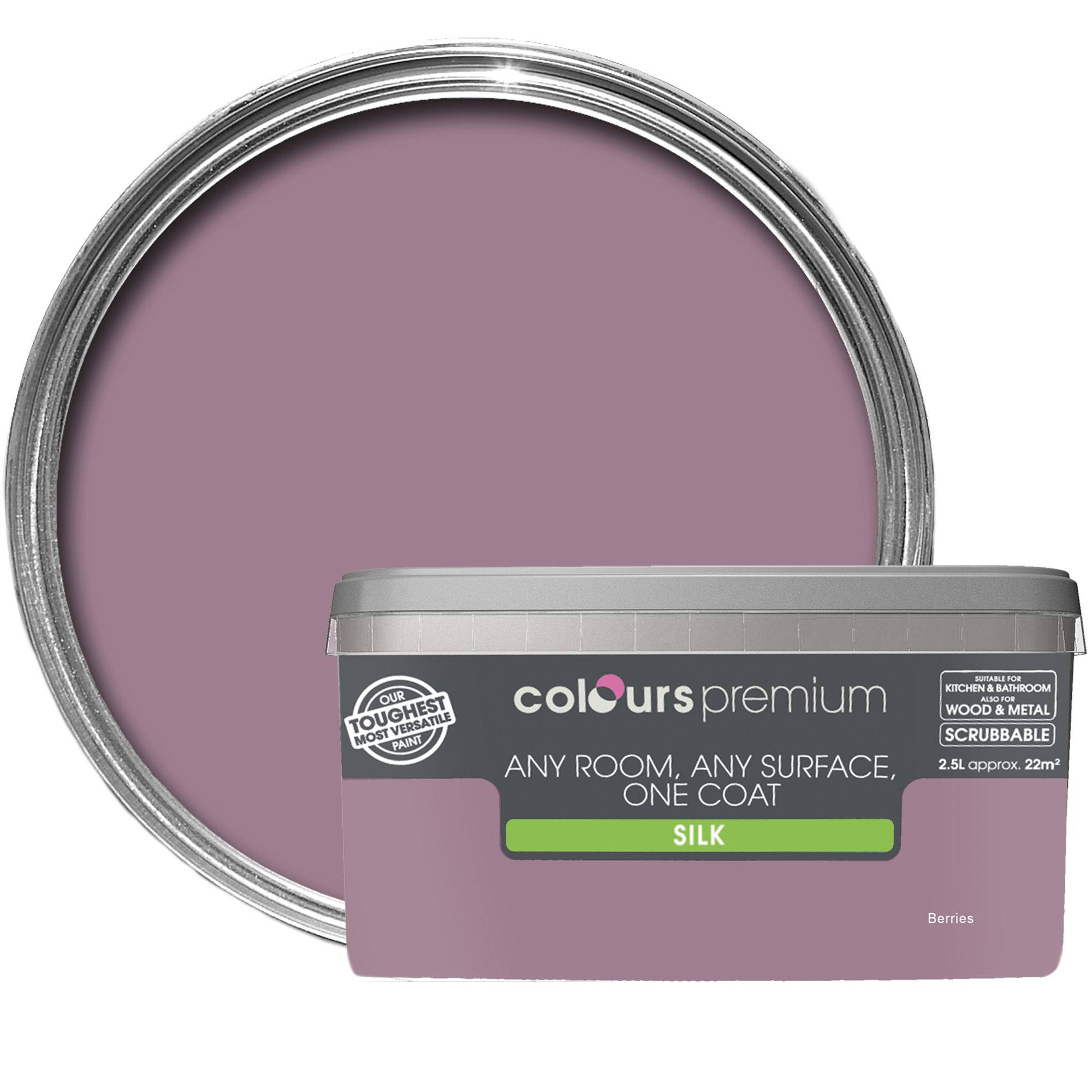 Colours Premium Berries Silk Emulsion paint 2.5L Departments DIY at B&Q