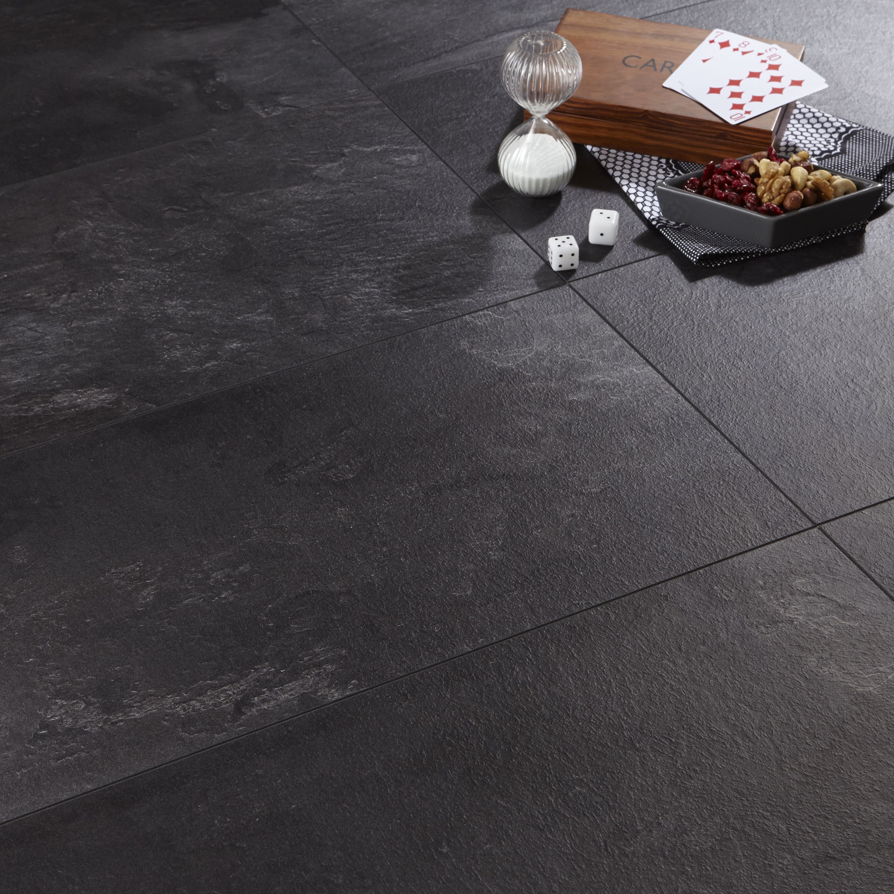 Colours Harmonia Black Slate Effect Laminate Flooring 2 05m Pack