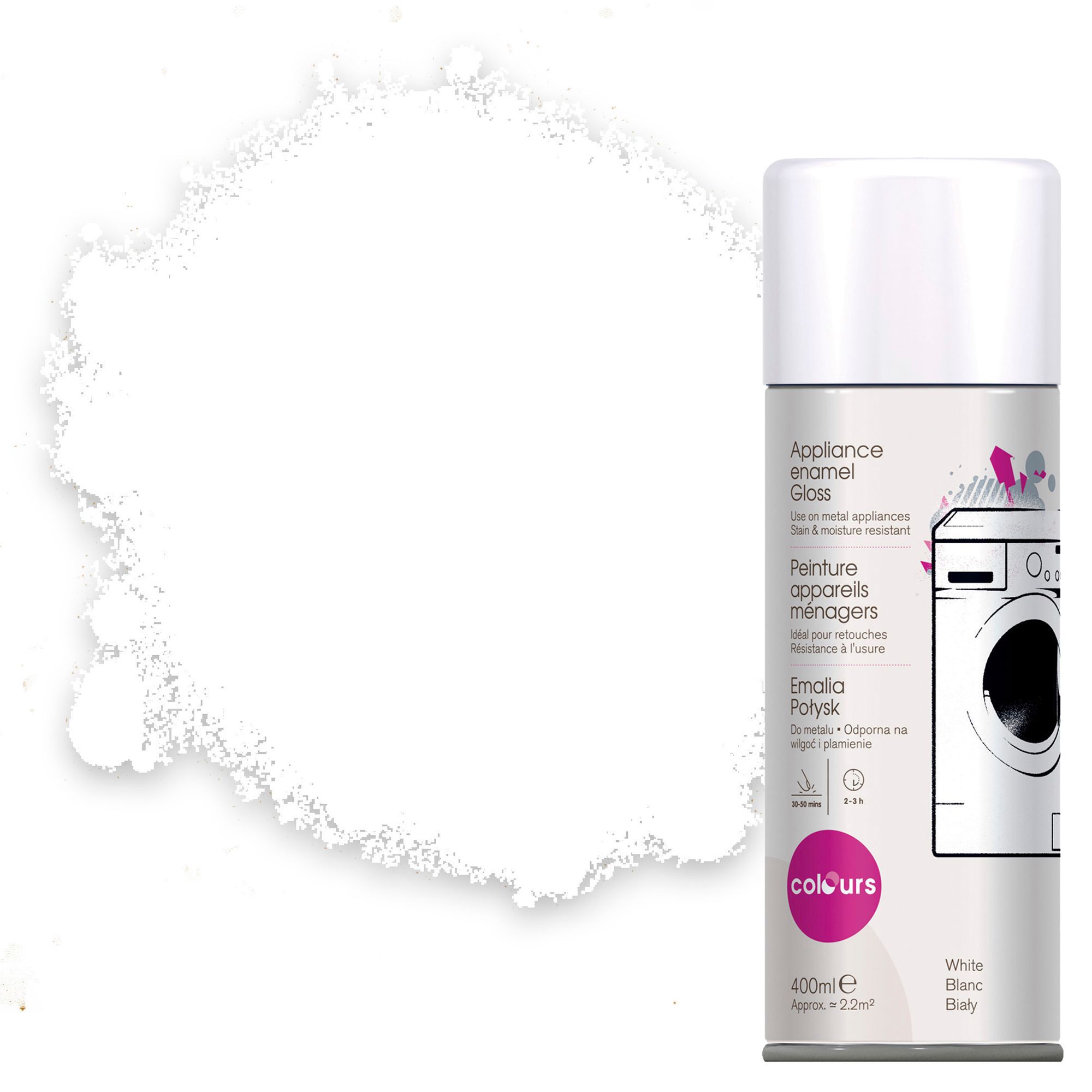 Colours White Gloss Appliance spray paint 400 ml Departments DIY at B&Q