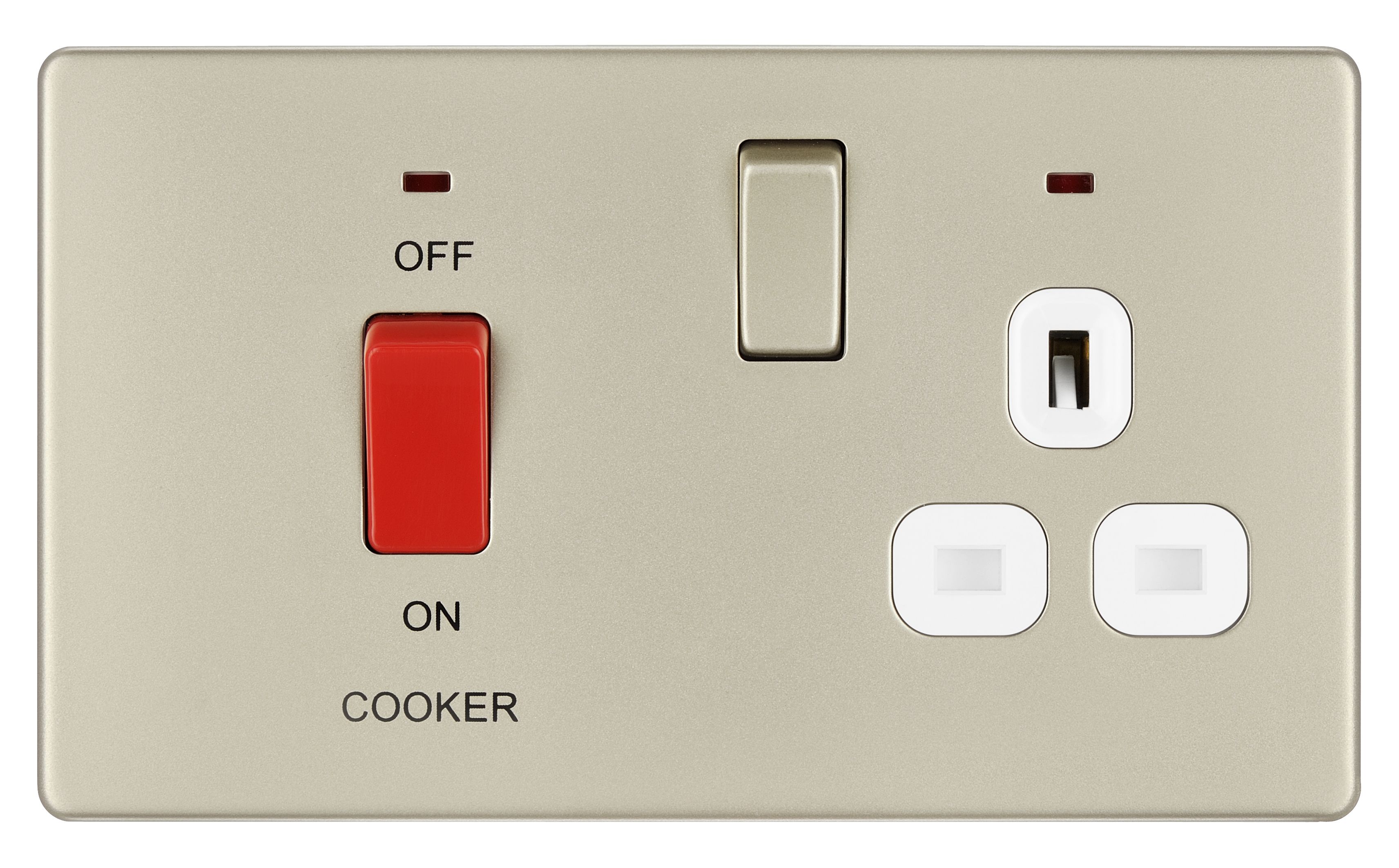 Colours 45A Double Switched Cooker switch & socket Departments DIY at B&Q