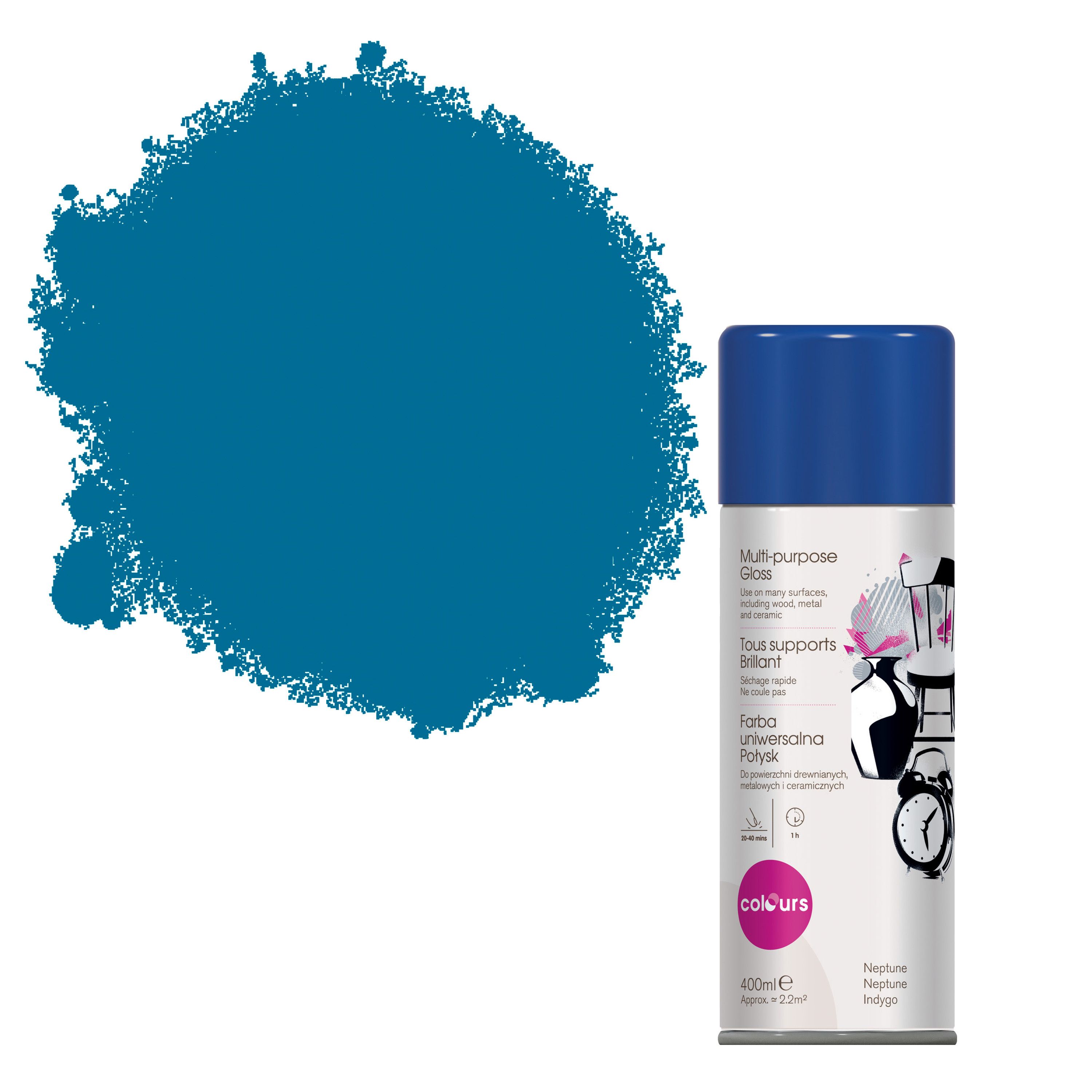 Colours Neptune Gloss Spray paint 400 ml Departments DIY at B&Q
