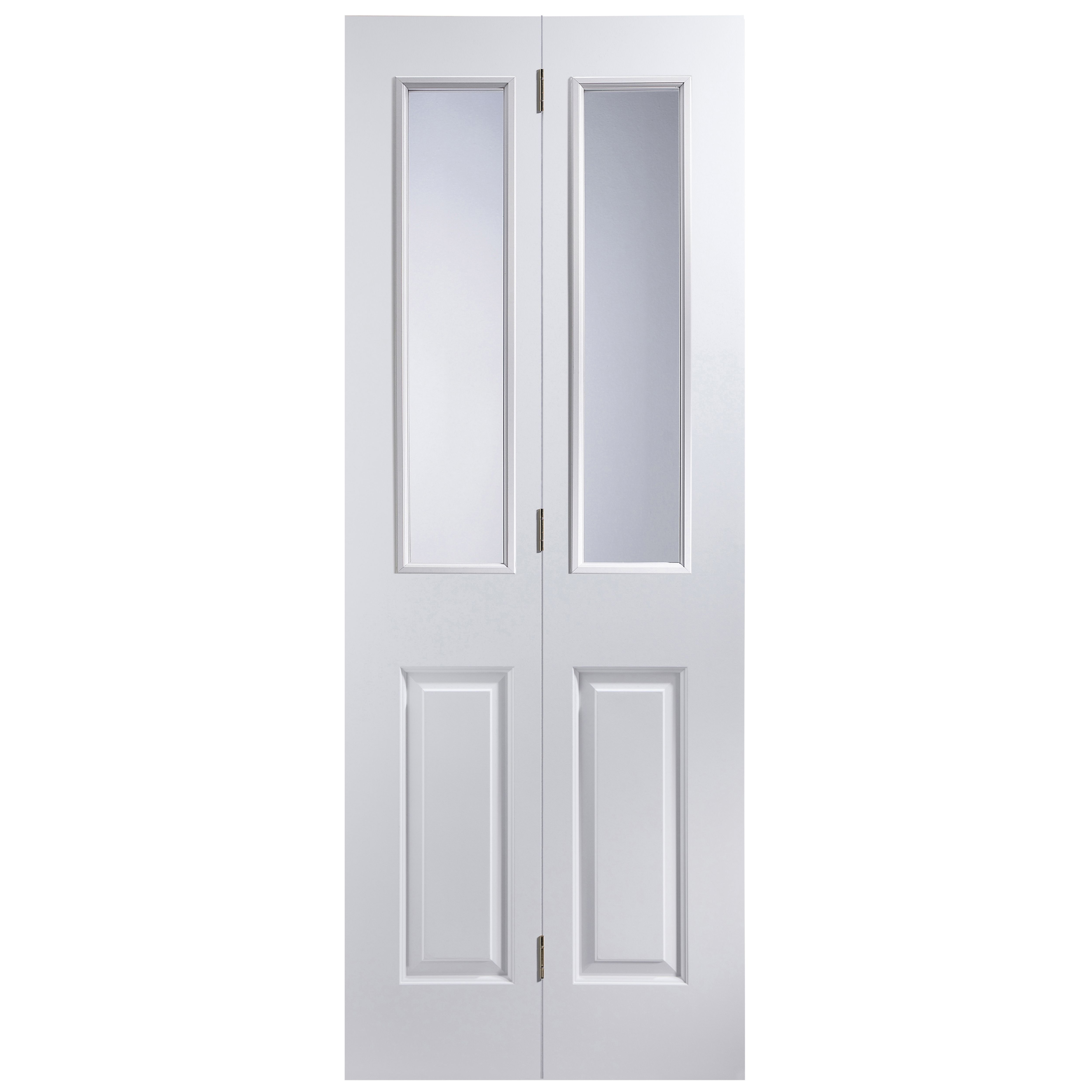 4 Panel 2 Lite Glazed Primed White Internal Bi-fold Door Set, (H)1950mm ...