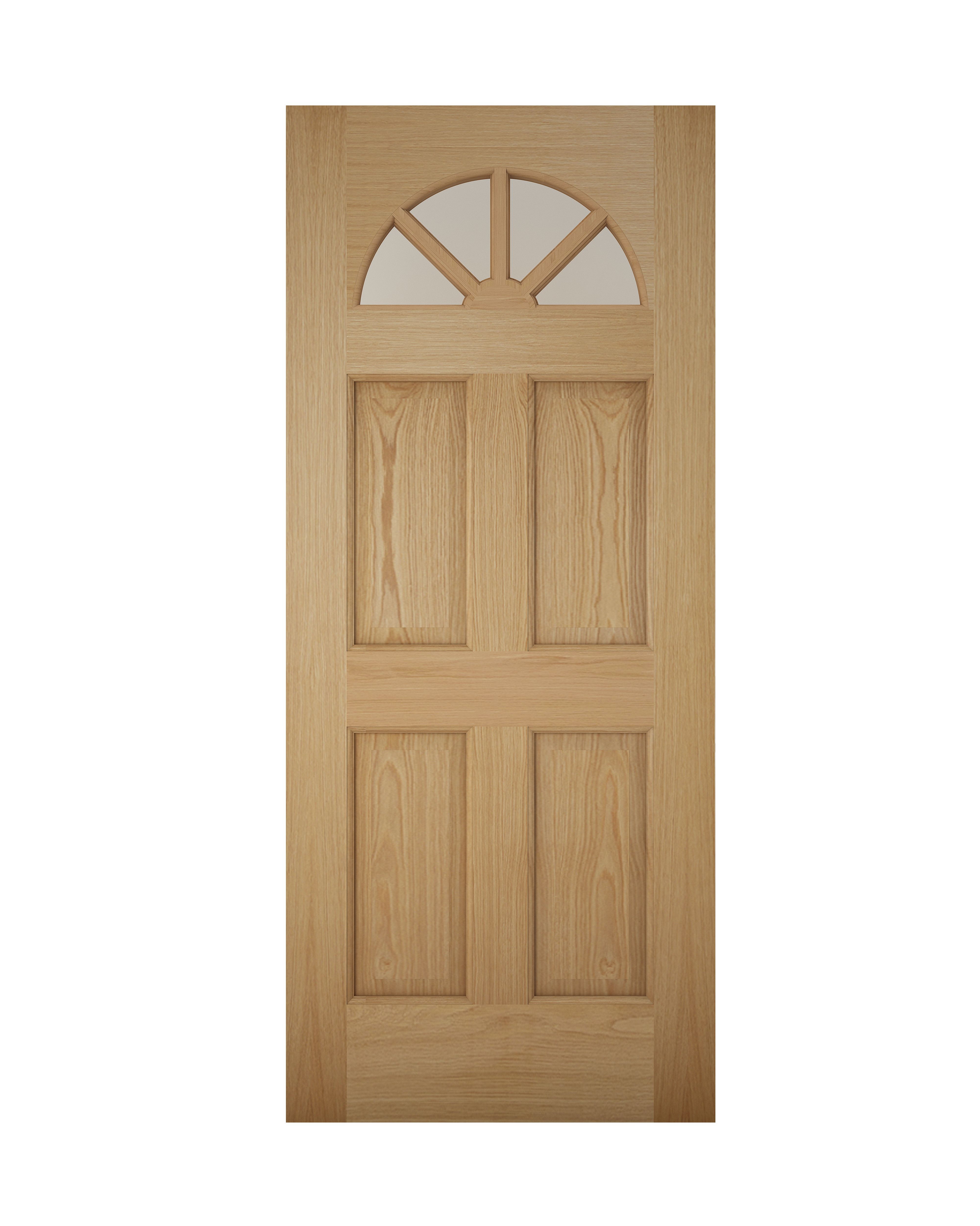 Carolina 8 Panel White Oak Veneer White Oak Veneer Glazed Front Door H 2032mm W 813mm Departments Diy At B Q