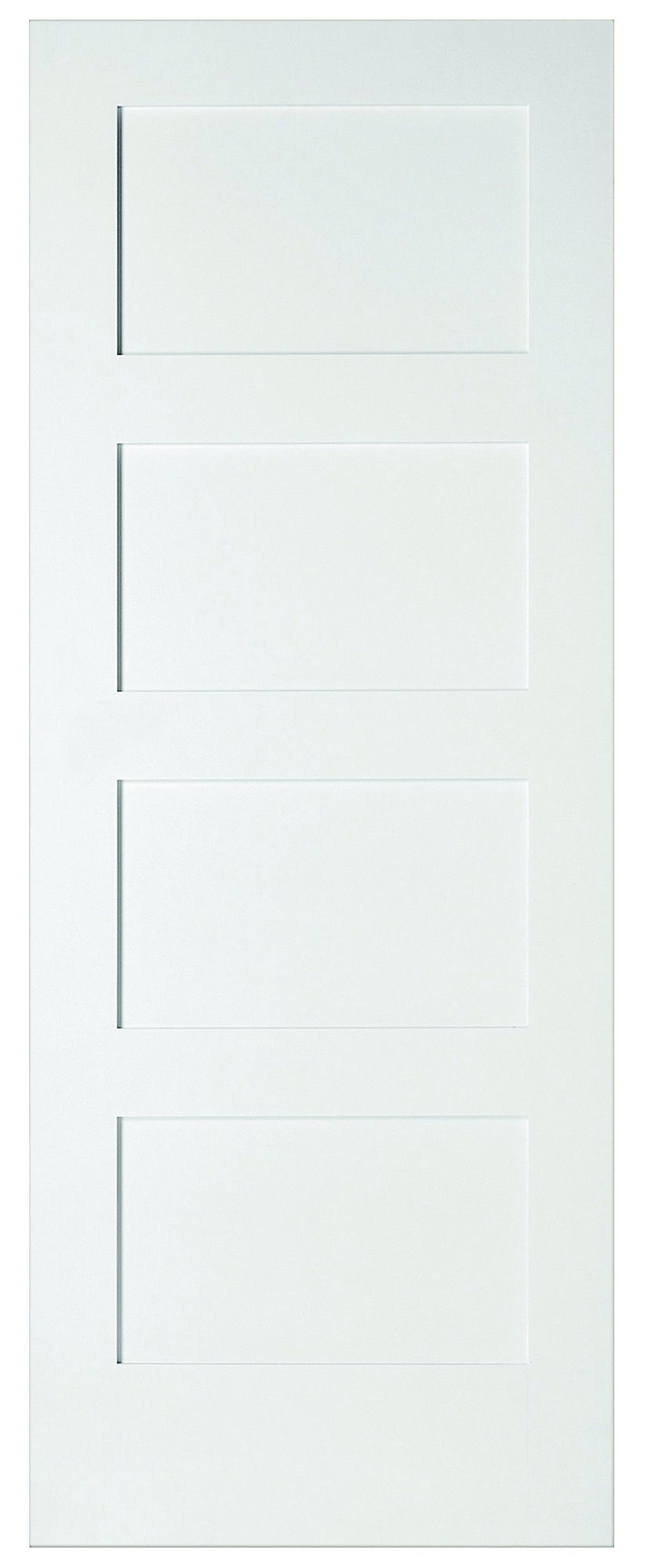4 Panel Shaker Primed Smooth Unglazed Internal Standard Door, (H)1981mm