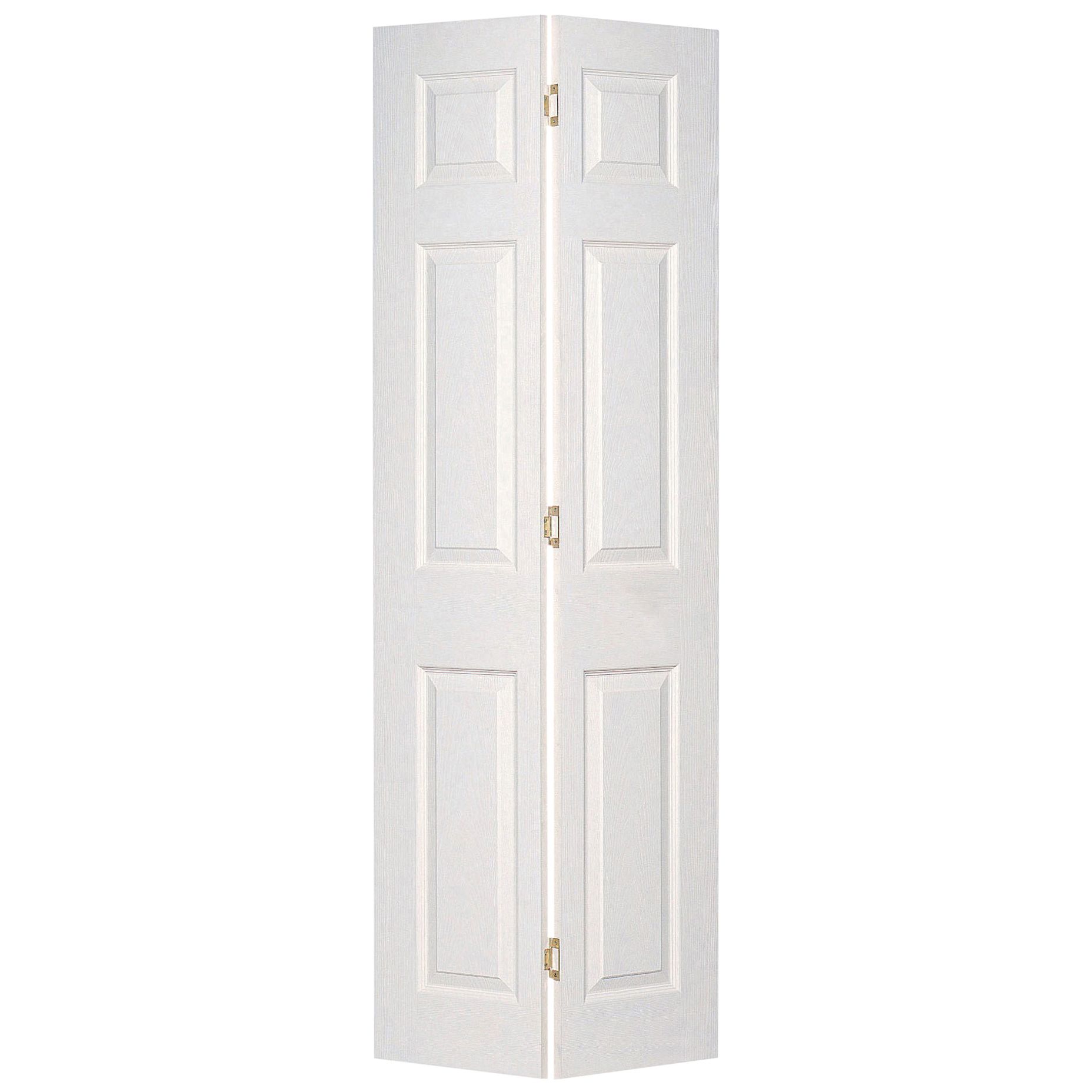 6 Panel Primed White Woodgrain Effect Internal Bi-fold Door Set, (H ...