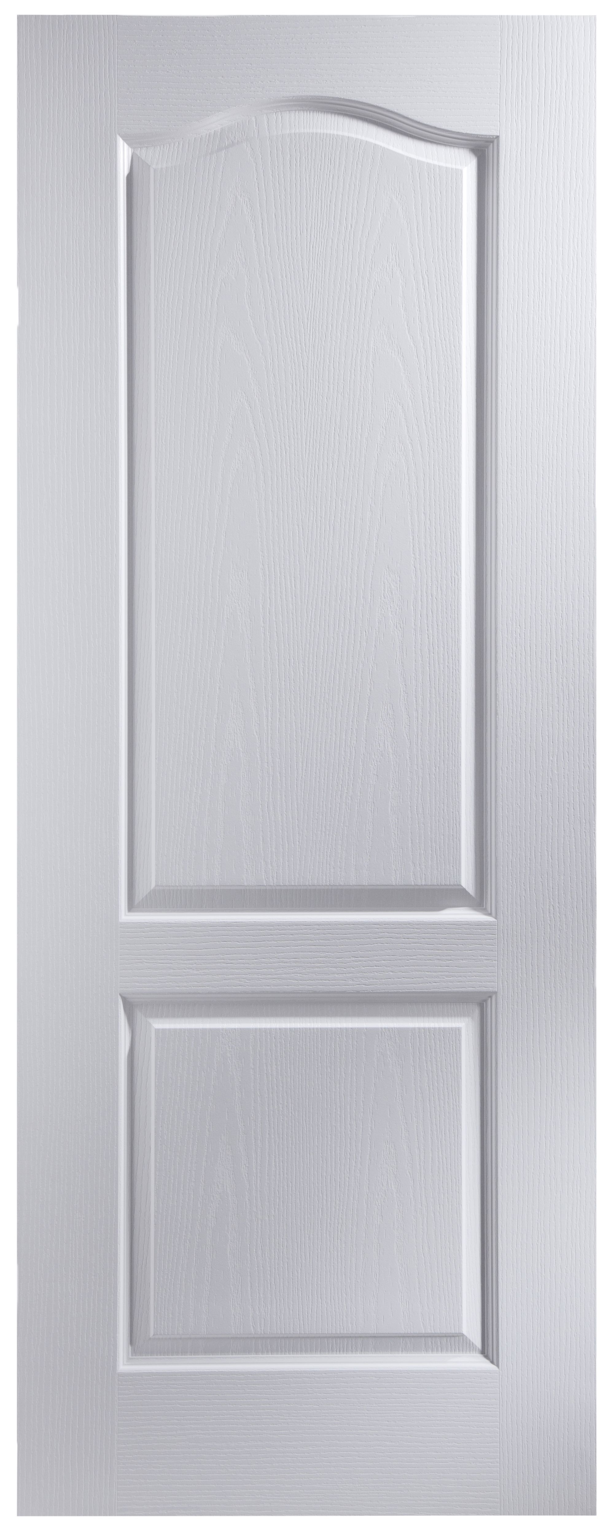 2 Panel Arched Primed White Woodgrain Effect Internal Fire Door, (H ...