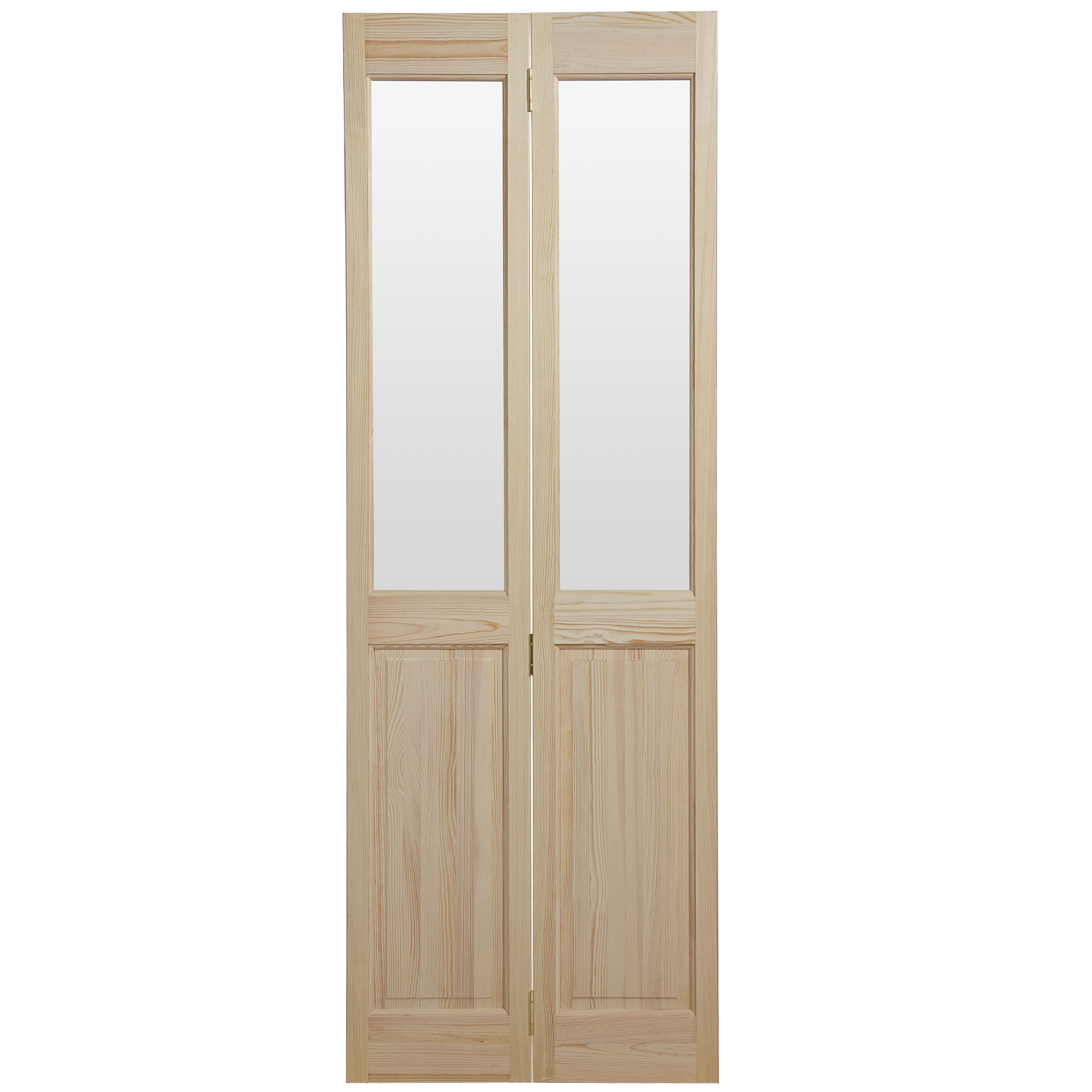 4 panel 2 Lite Glazed Clear pine Internal Bifold Door set, (H)1946mm